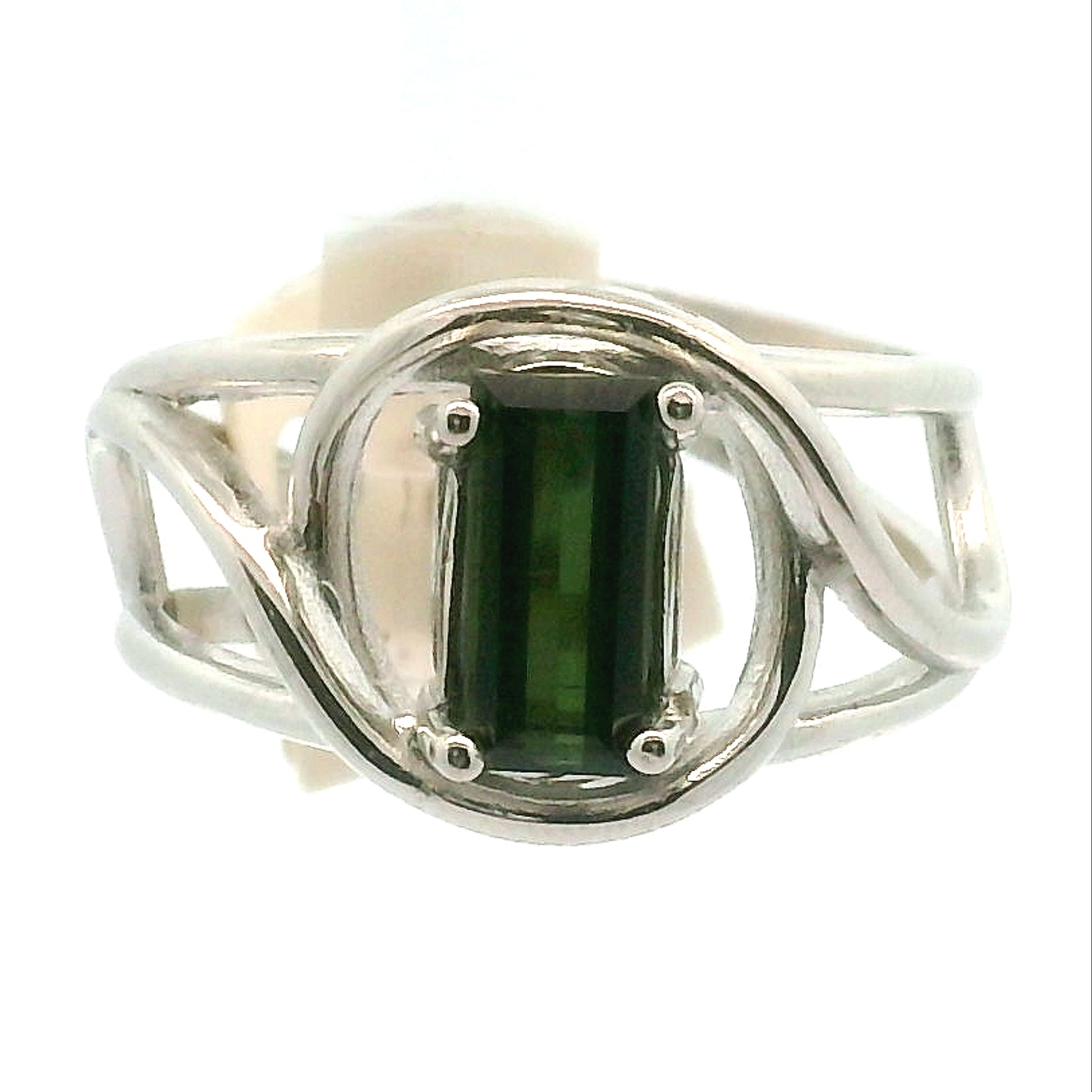 Tourmaline Finger Cuff Adjustable Ring .925 Silver for Awareness, Communication and Meditation