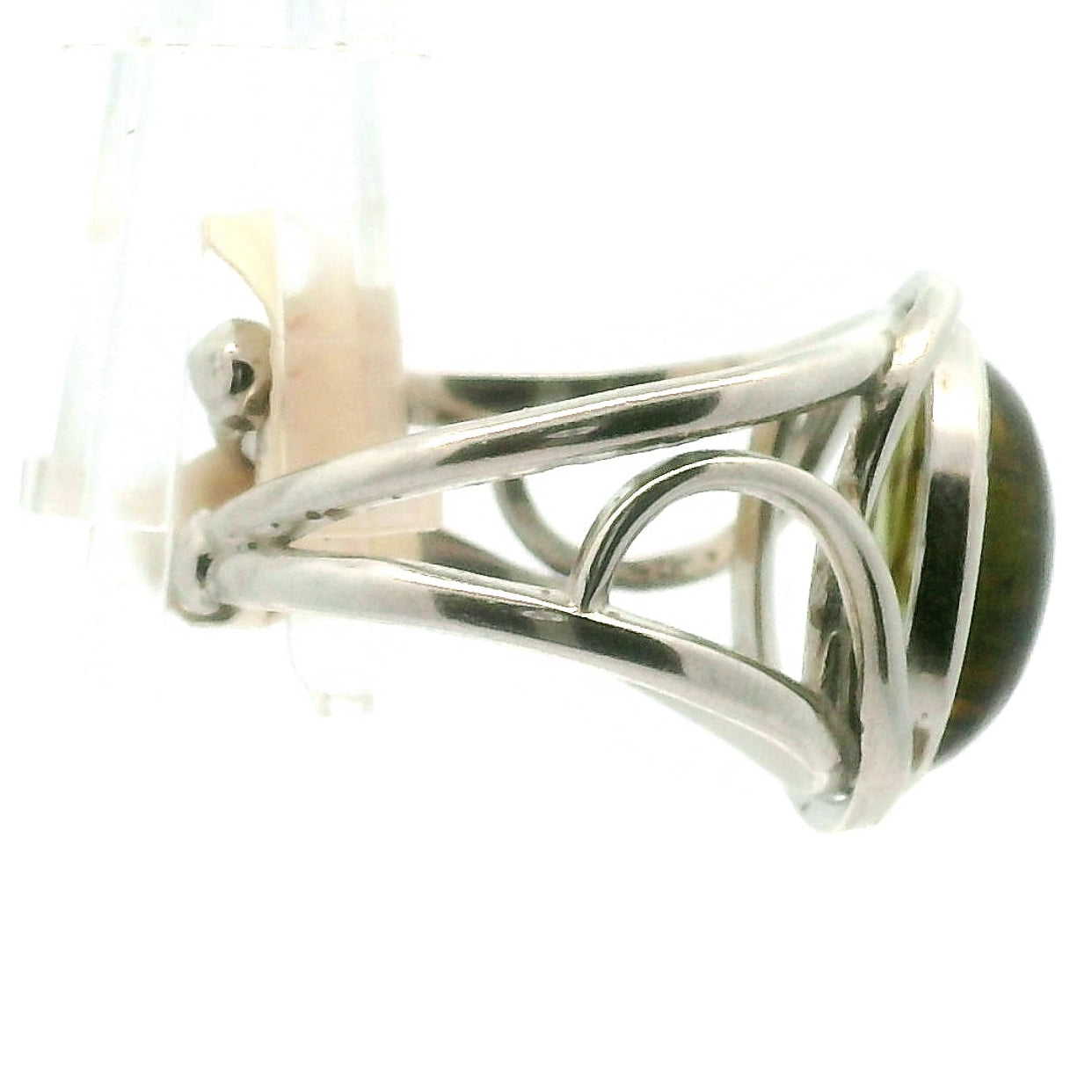 Green Tourmaline Finger Cuff Adjustable Ring .925 Silver for Heart Healing and Positive Energy