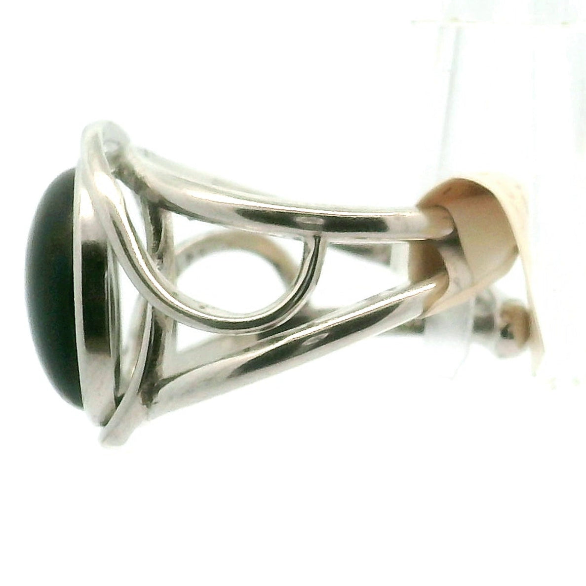 Green Tourmaline Finger Cuff Adjustable Ring .925 Silver for Heart Healing and Positive Energy