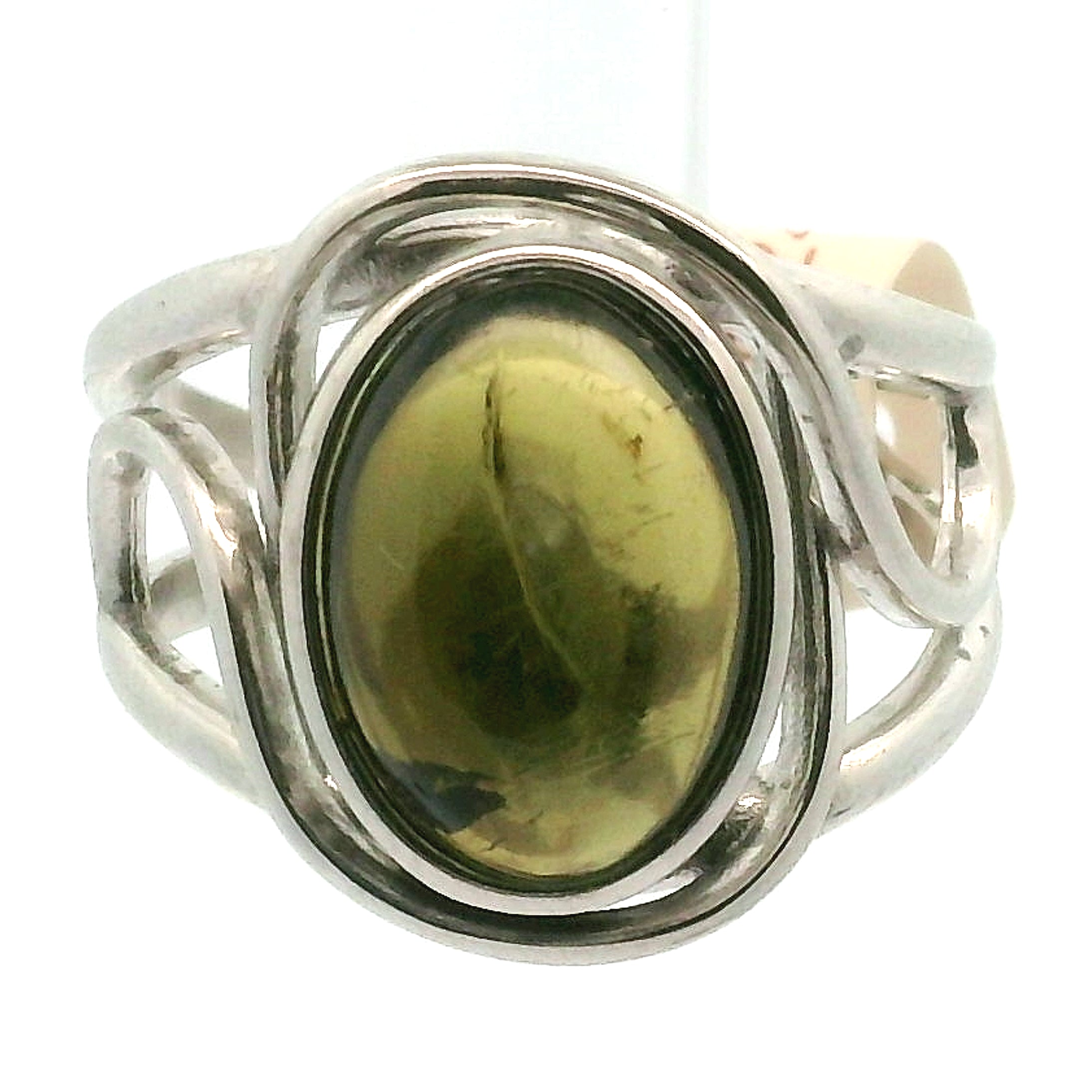 Green Tourmaline Finger Cuff Adjustable Ring .925 Silver for Heart Healing and Positive Energy