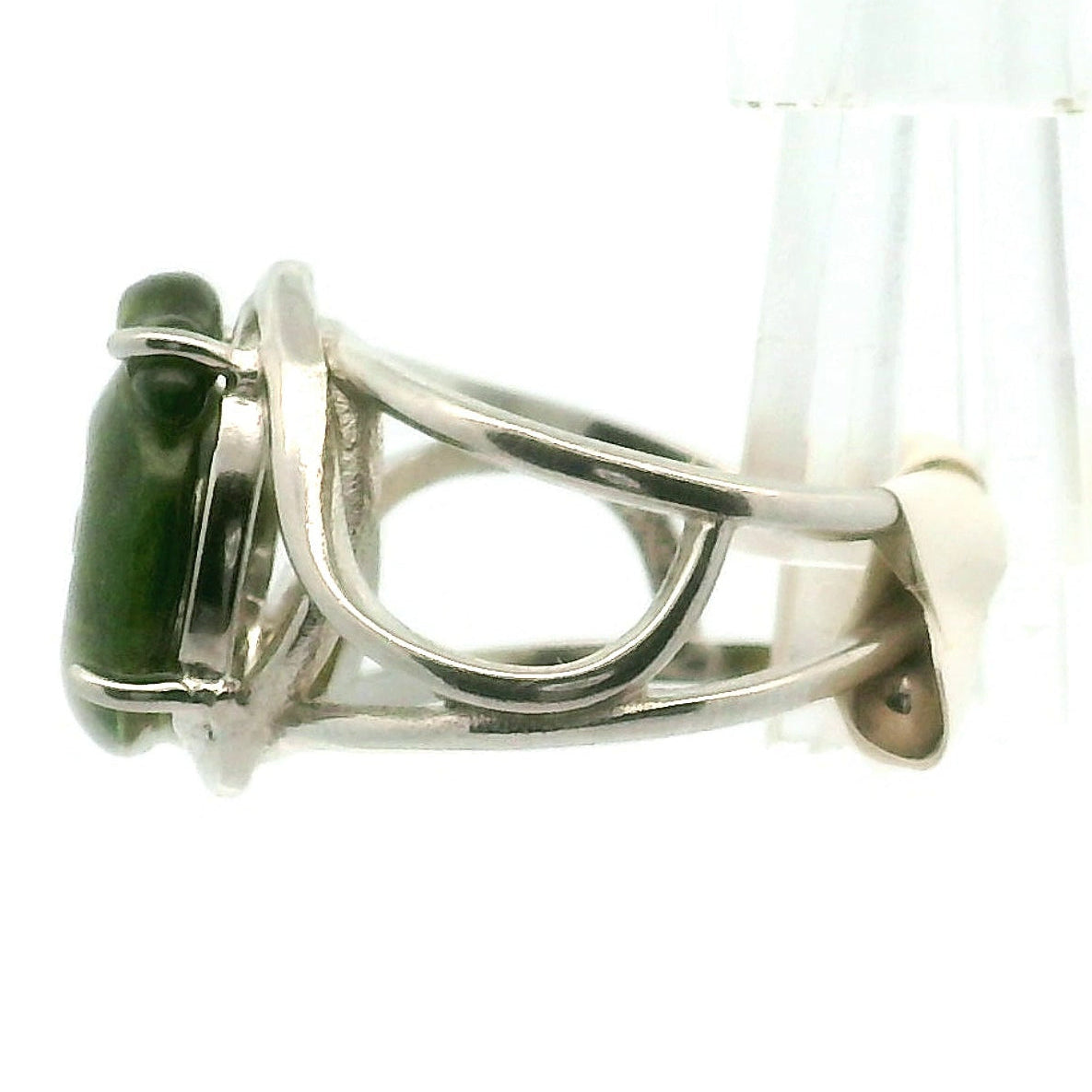 Green Tourmaline Carved Ruyi Finger Bracelet Adjustable Ring for Healing, Joy and Love