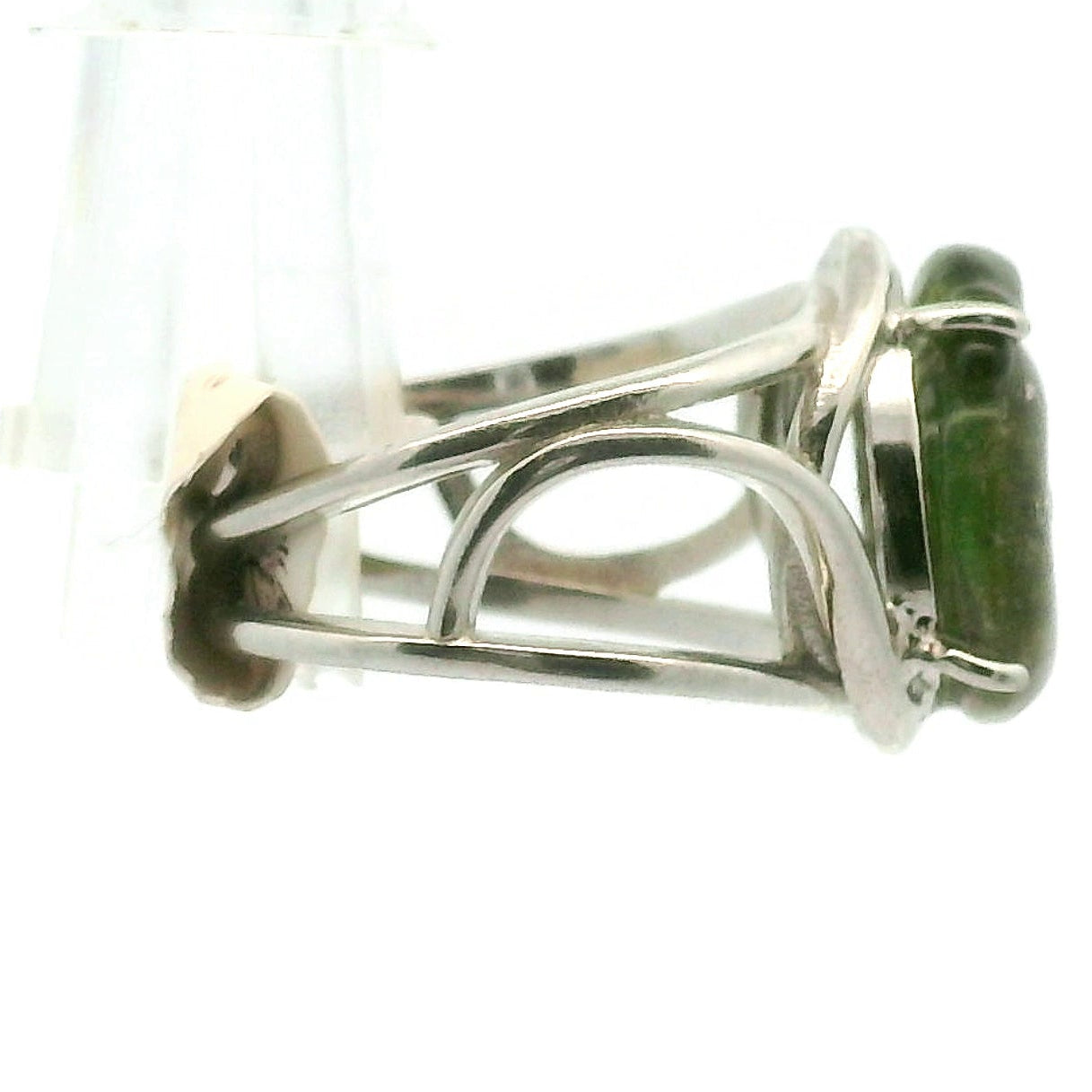 Green Tourmaline Carved Ruyi Finger Bracelet Adjustable Ring for Healing, Joy and Love