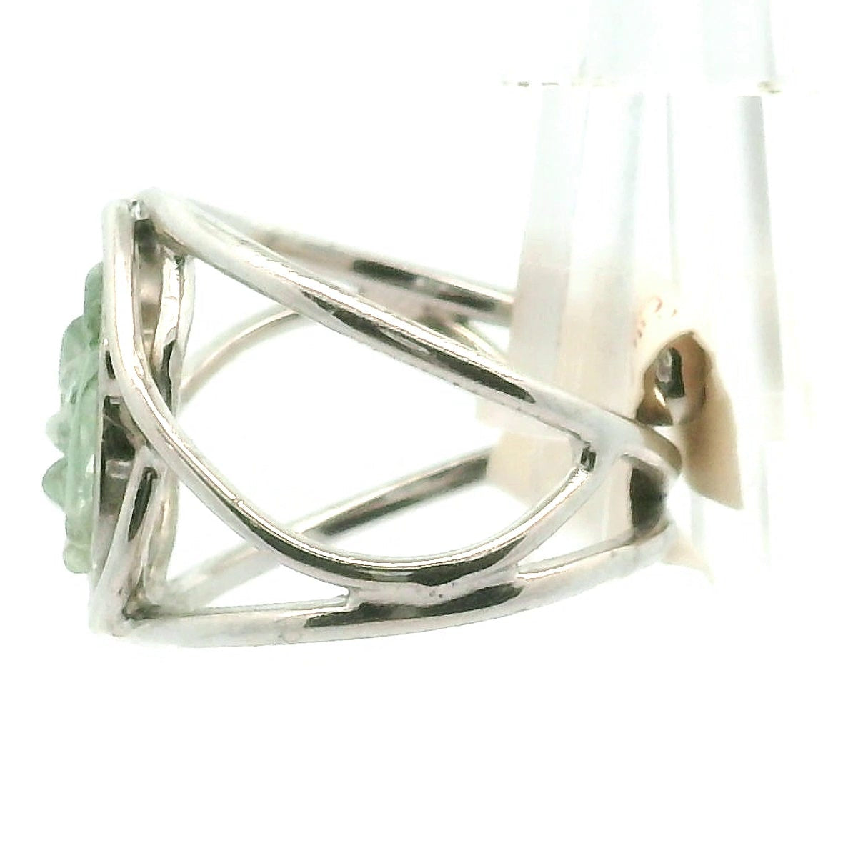 Blue Tourmaline Flower Finger Cuff Adjustable Ring .925 Silver for Awareness, Communication and Meditation