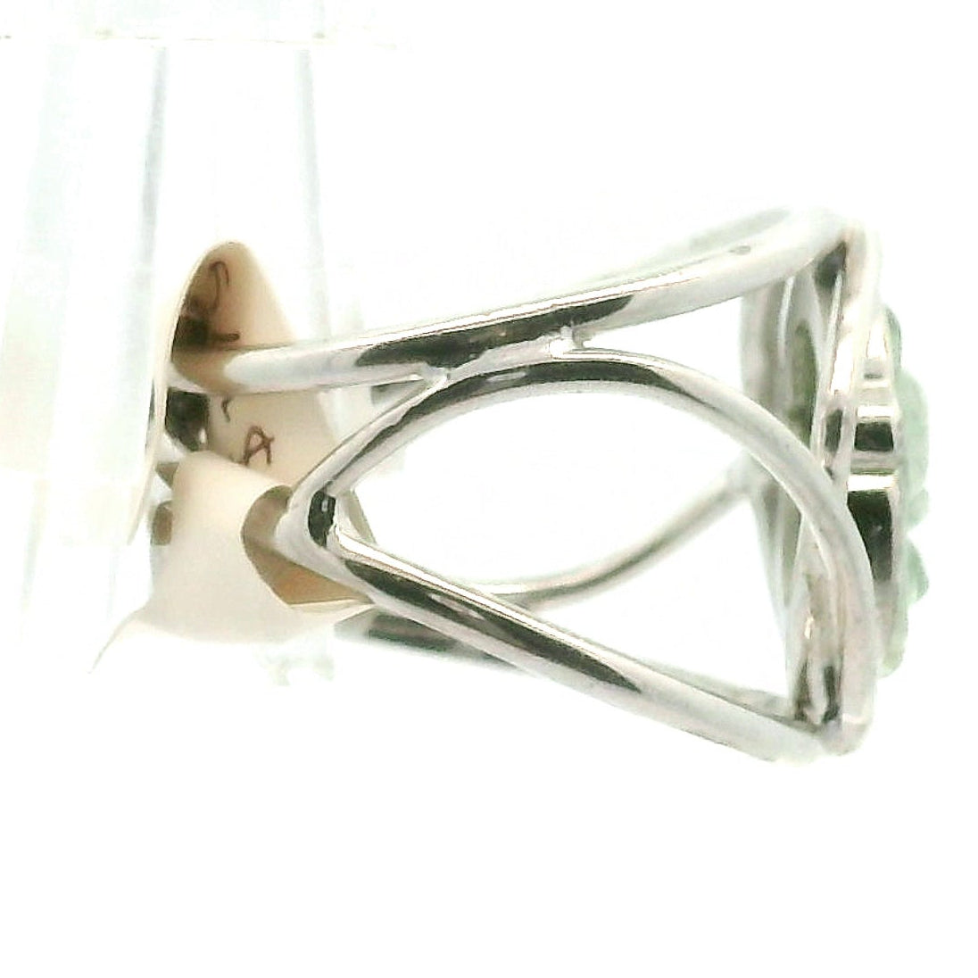 Blue Tourmaline Flower Finger Cuff Adjustable Ring .925 Silver for Awareness, Communication and Meditation