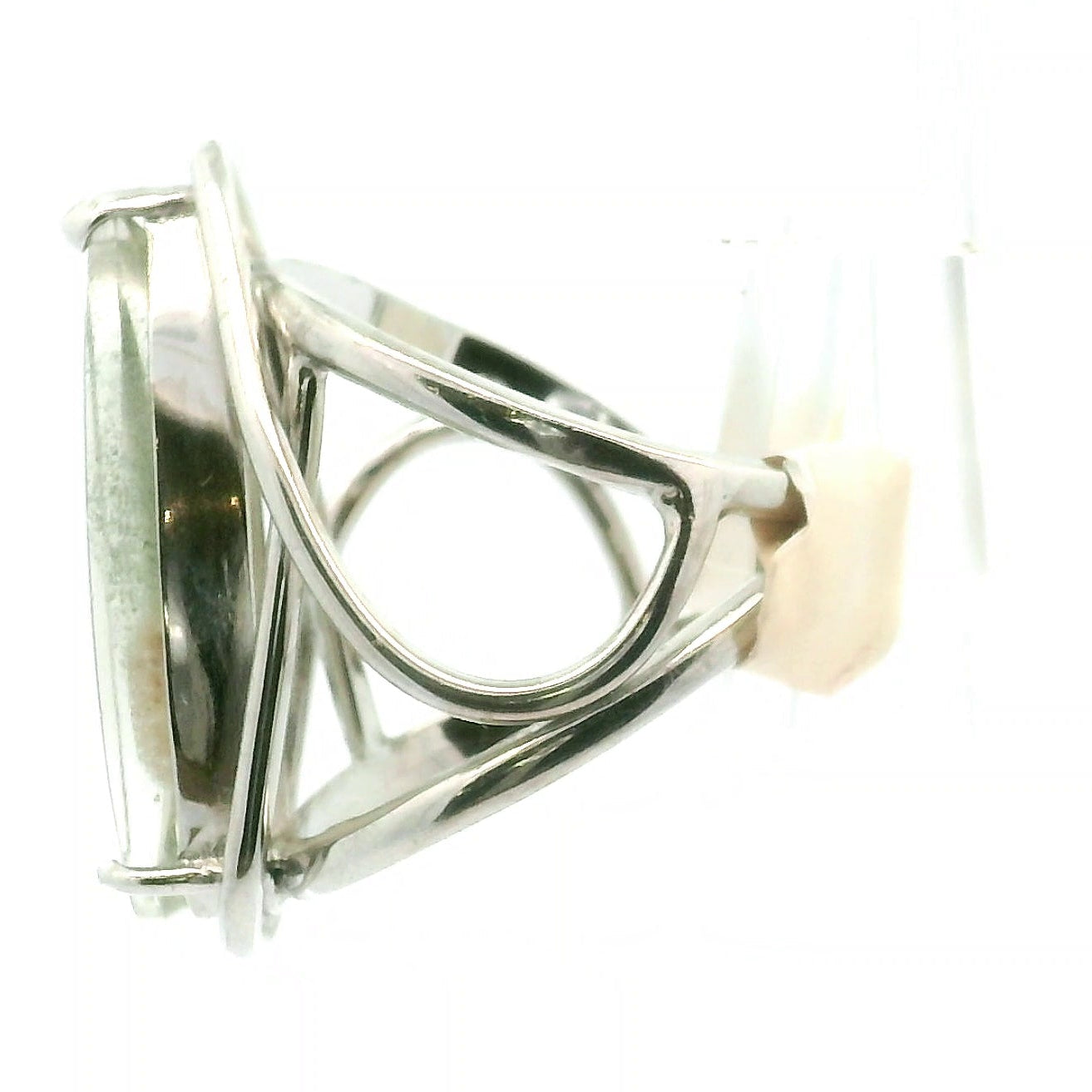 Garden Quartz Adjustable Cuff Ring .925 Sterling Silver for Insight, Meditation & Shamanic Journey
