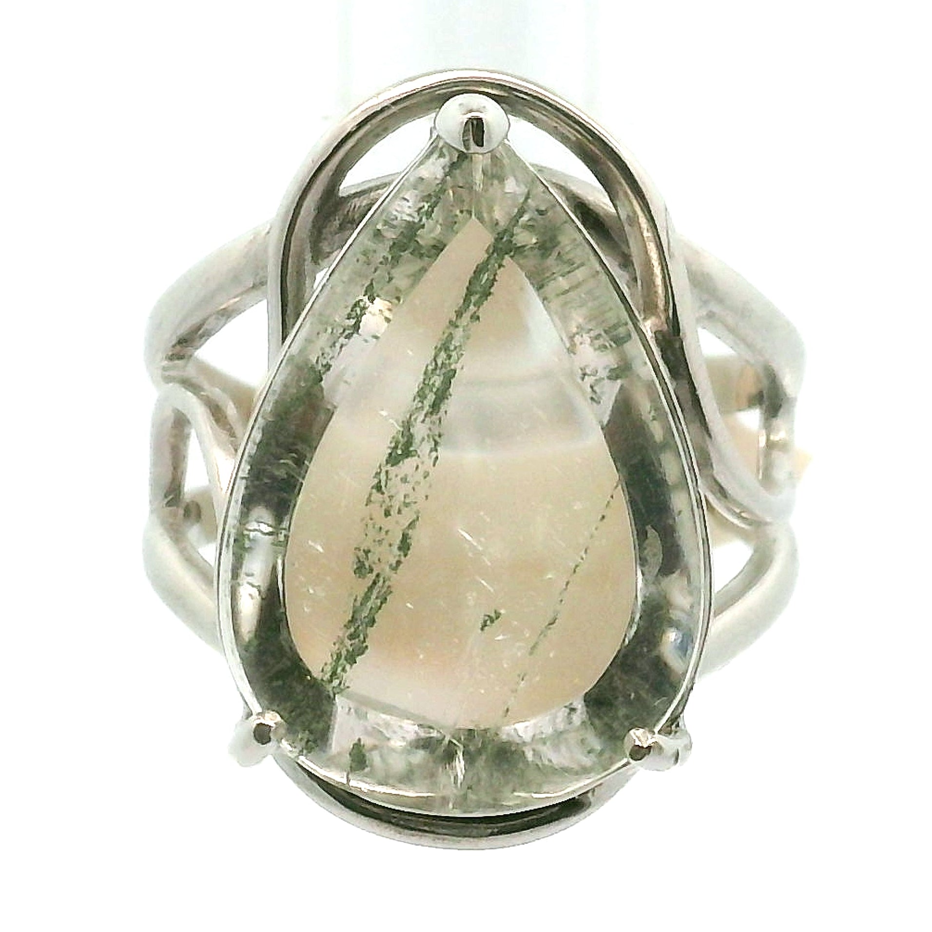 Garden Quartz Adjustable Cuff Ring .925 Sterling Silver for Insight, Meditation & Shamanic Journey