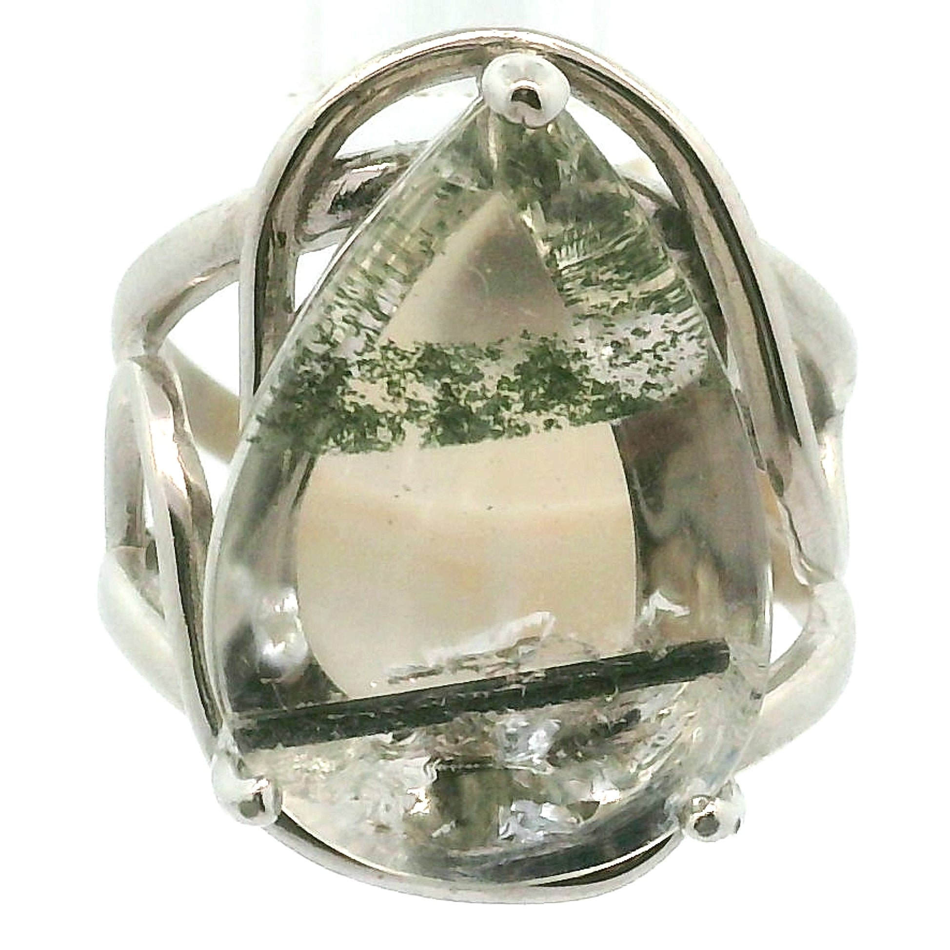 Garden Quartz Adjustable Cuff Ring .925 Sterling Silver for Insight, Meditation & Shamanic Journey