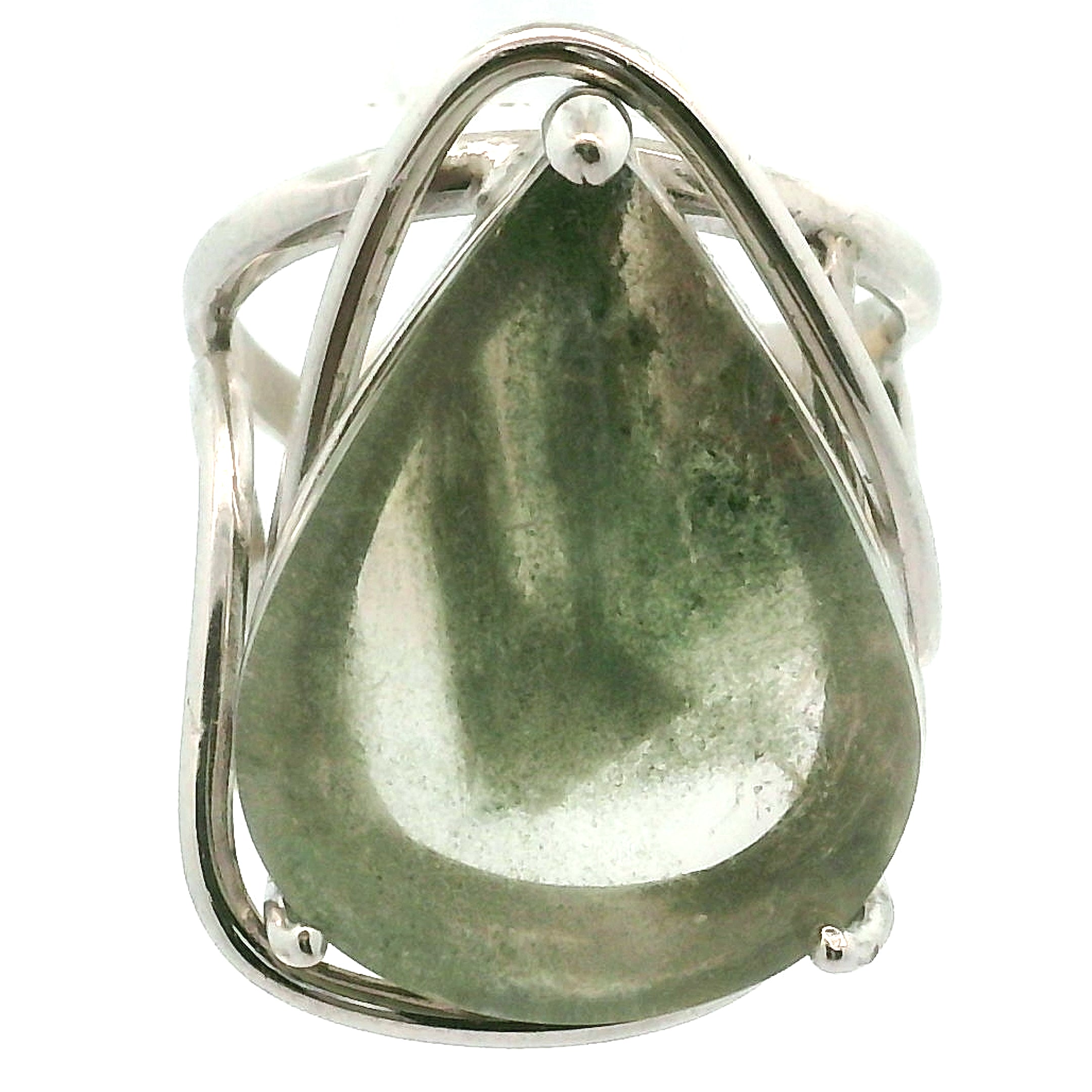 Garden Quartz Adjustable Cuff Ring .925 Sterling Silver for Insight, Meditation & Shamanic Journey
