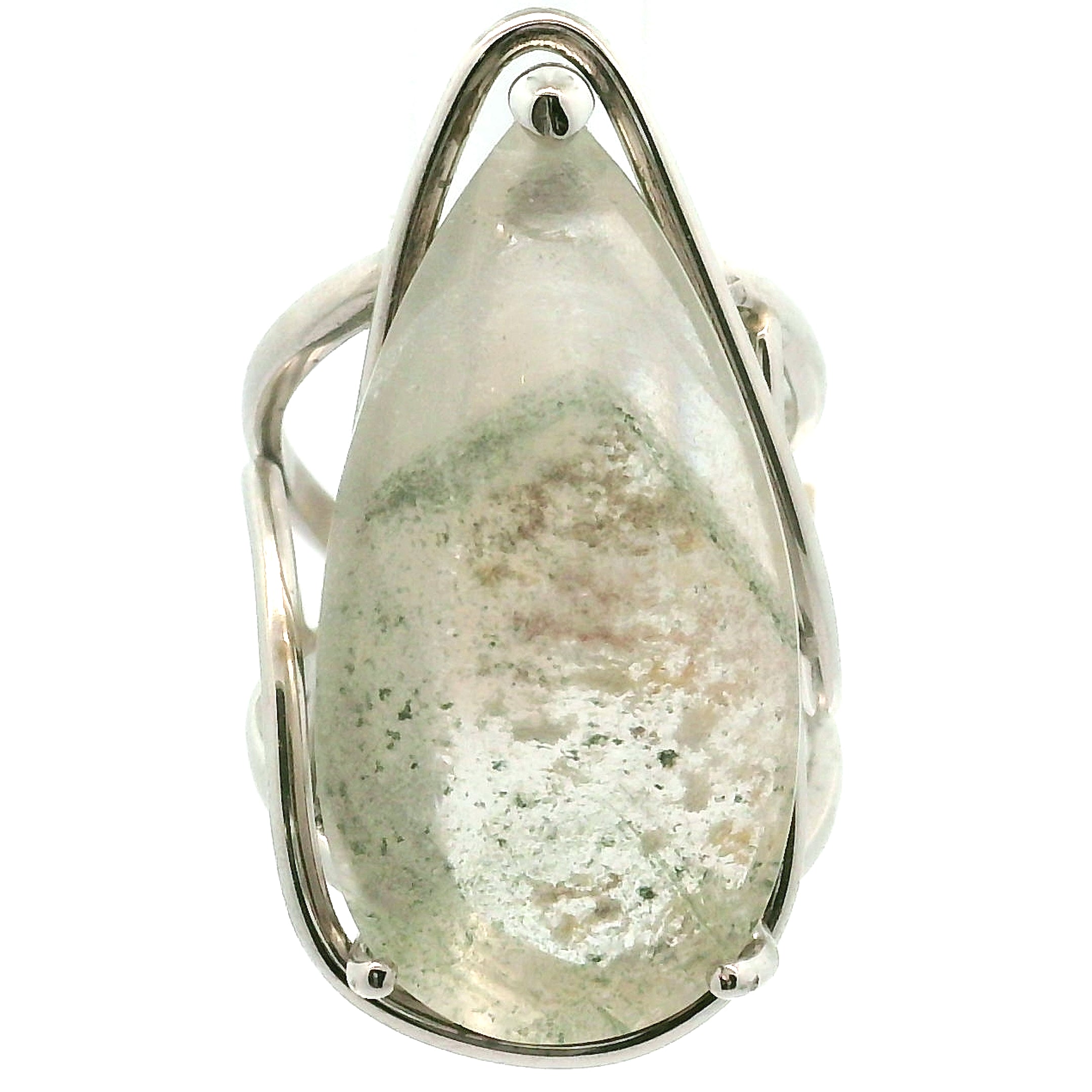 Garden Quartz Adjustable Cuff Ring .925 Sterling Silver for Insight, Meditation & Shamanic Journey
