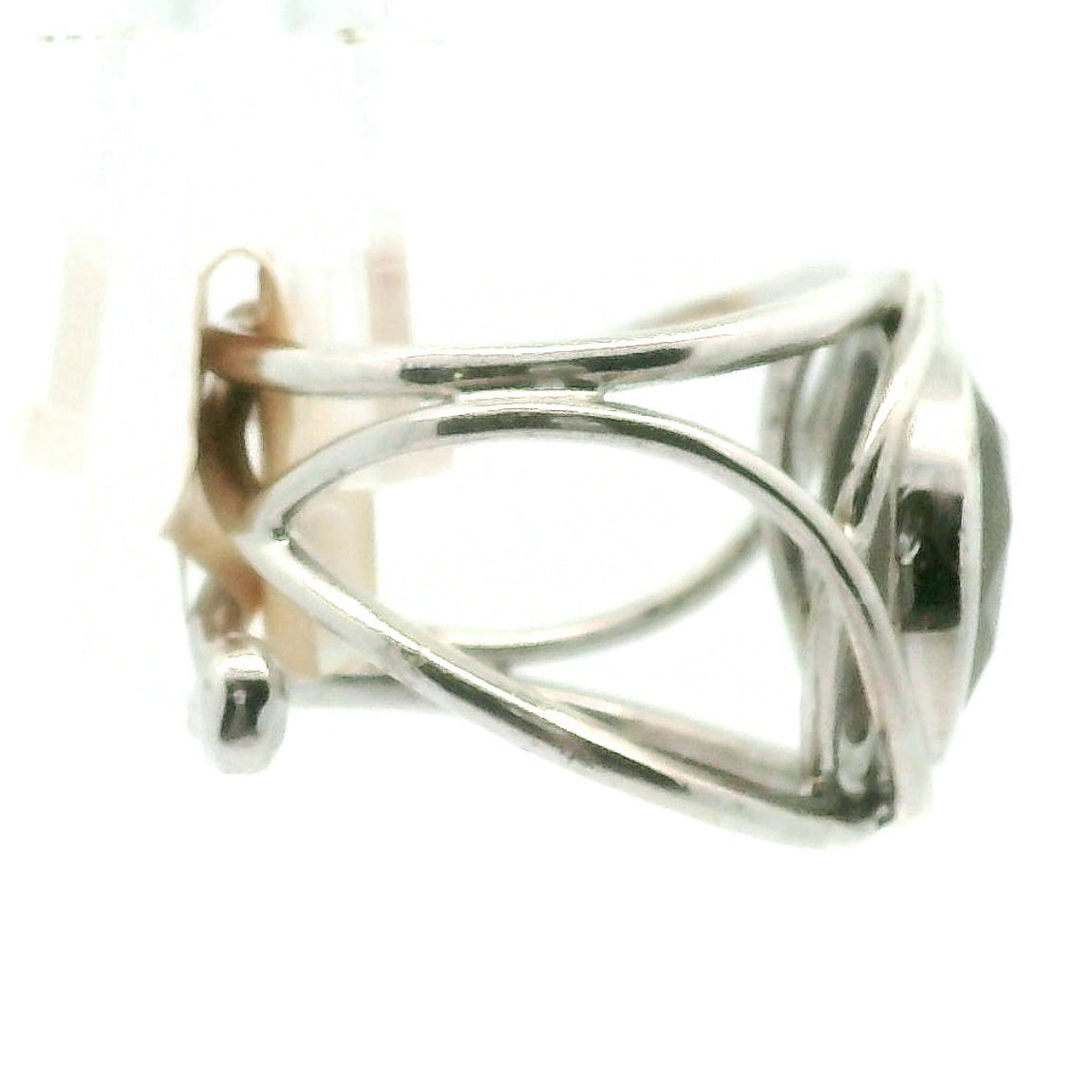 Ammolite Merkaba Finger Cuff Adjustable Ring .925 Sterling Silver for Good Luck, Prosperity and Protection