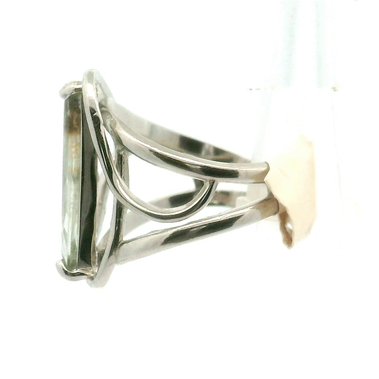 Green Beryl Moon Cuff Ring .925 Sterling Silver for Supporting the Heart & Memory