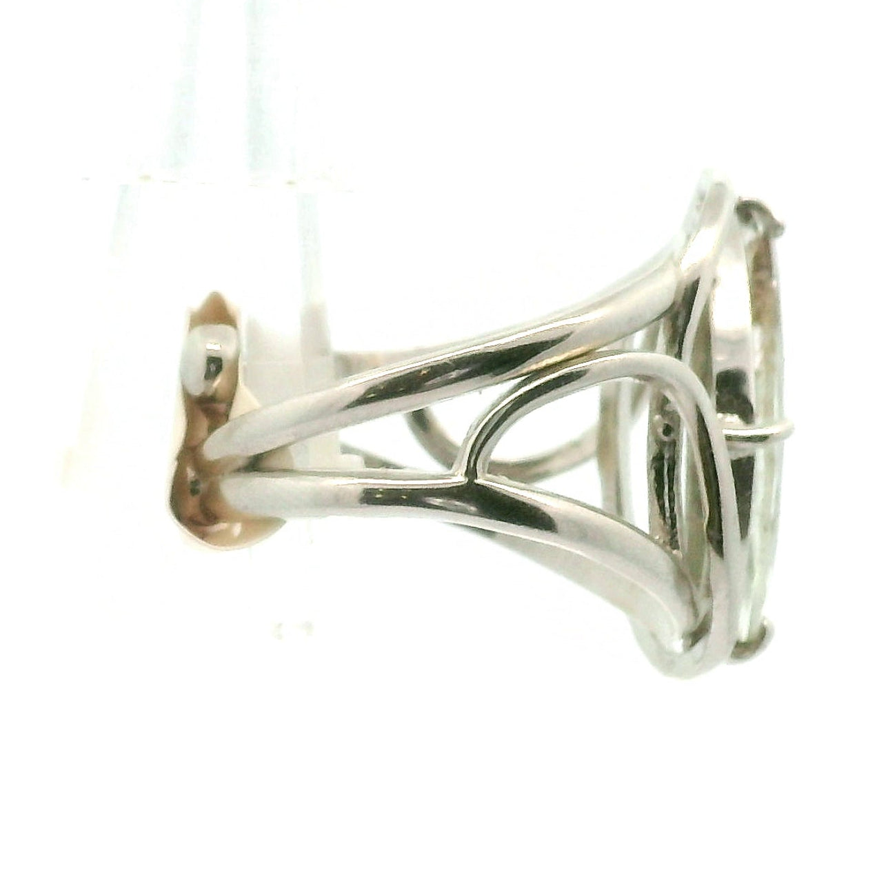 Green Beryl Moon Cuff Ring .925 Sterling Silver for Supporting the Heart & Memory