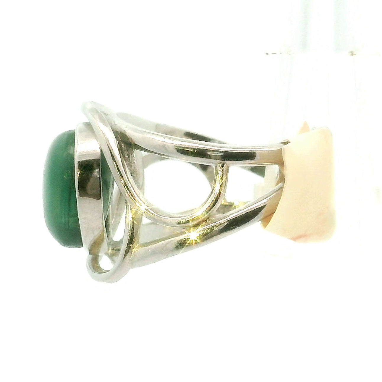 Fuchsite Heart Cuff Ring .925 Silver for Compassion and Loyalty