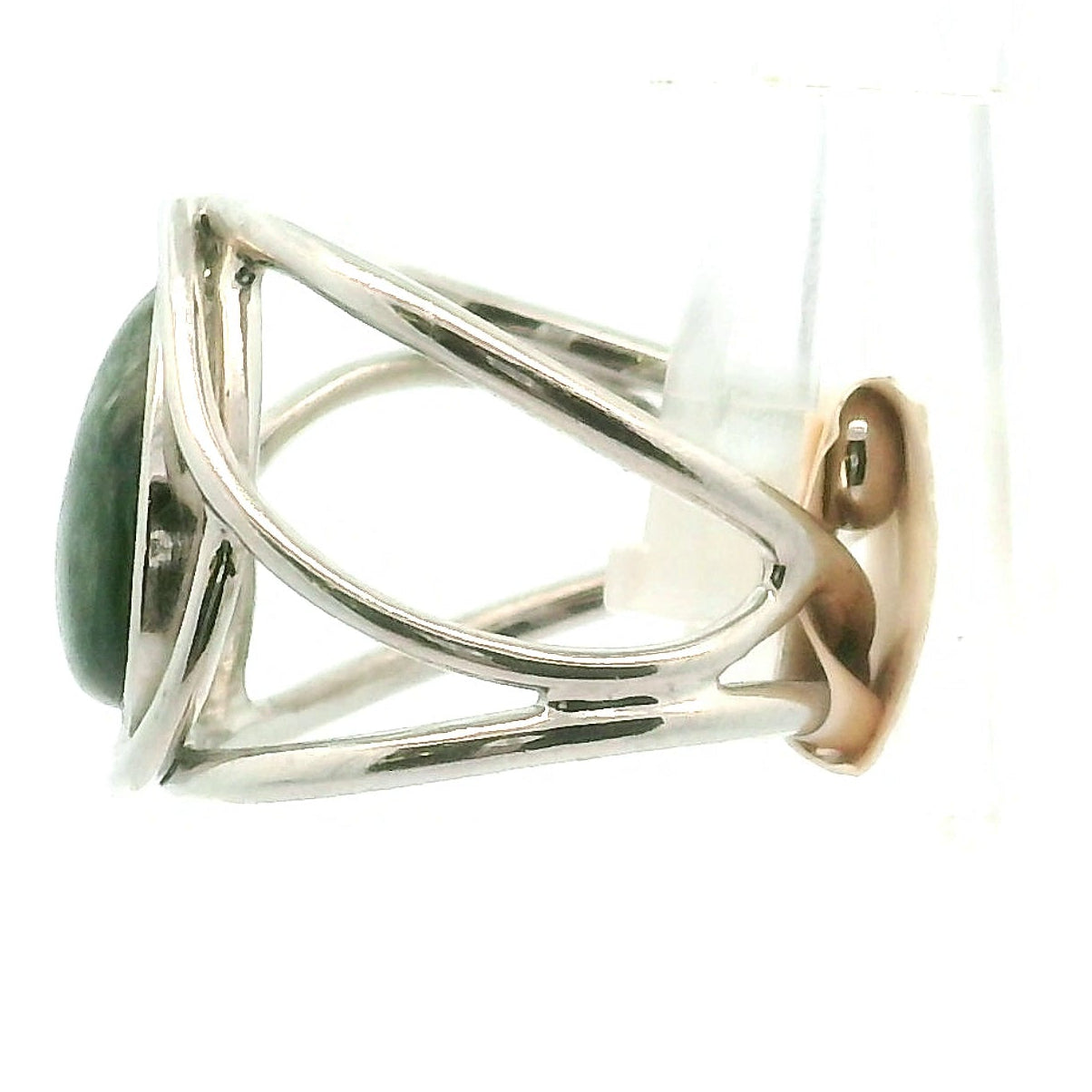 Seraphinite Midi Cuff Ring .925 Silver for Spiritual Advancement, Healing and Harmony