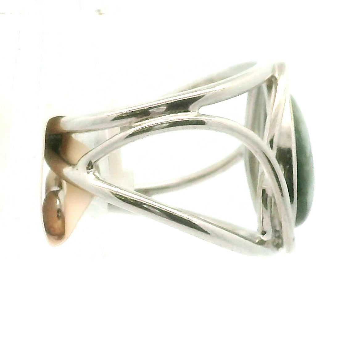 Seraphinite Midi Cuff Ring .925 Silver for Spiritual Advancement, Healing and Harmony