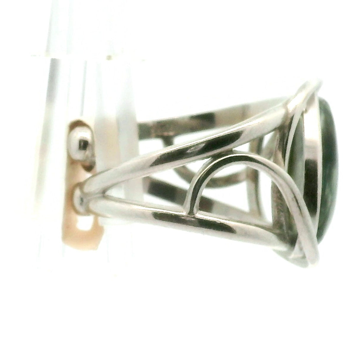 Seraphinite Finger Cuff Adjustable Ring .925 Silver for Harmony, Enhanced Meditation and Regeneration