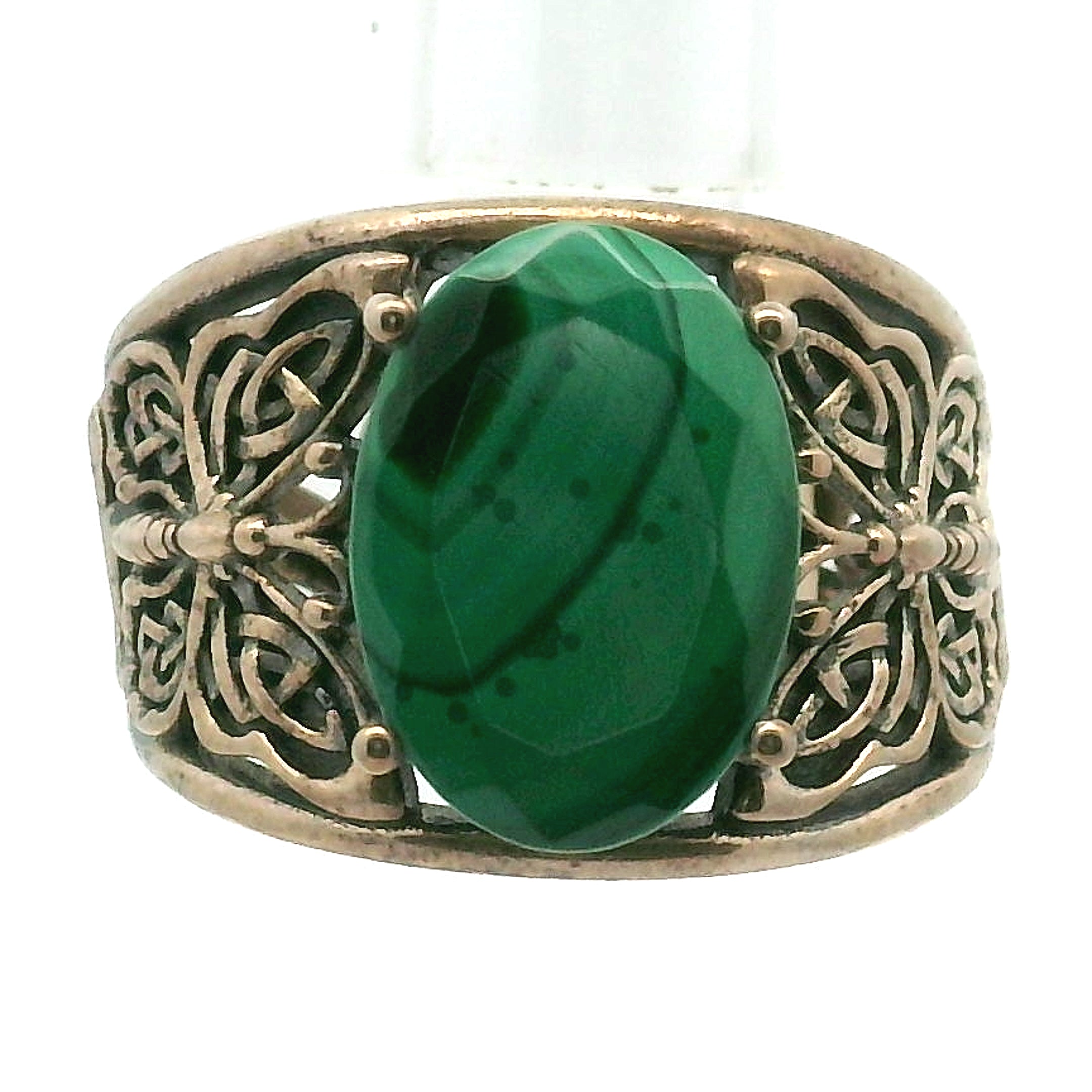 Malachite Butterfly Cuff Ring .925 Silver for Abundance, Luck and Transformation