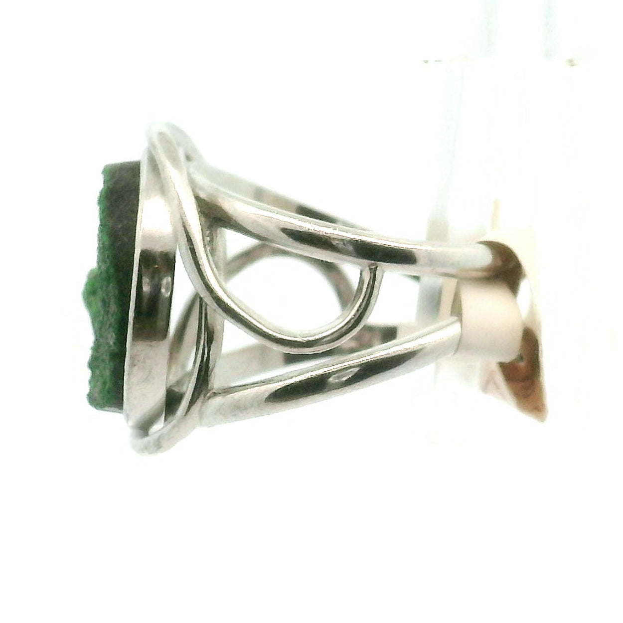 Uvarovite Adjustable Cuff Ring .925 Silver for Love, Personal Power & Wisdom