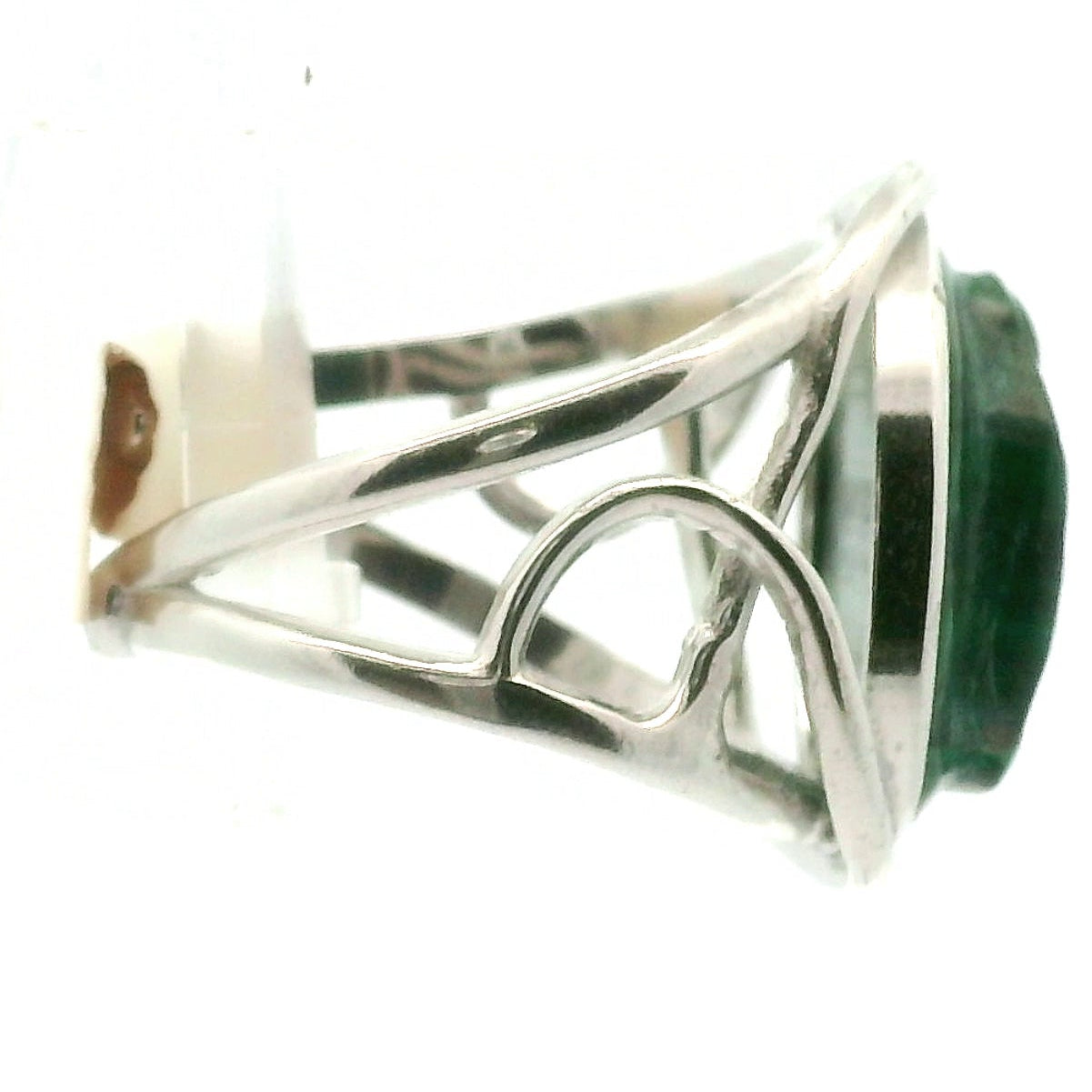Malachite Mother Mary Adjustable Cuff Ring .925 Silver for Love, Transformation and Wealth