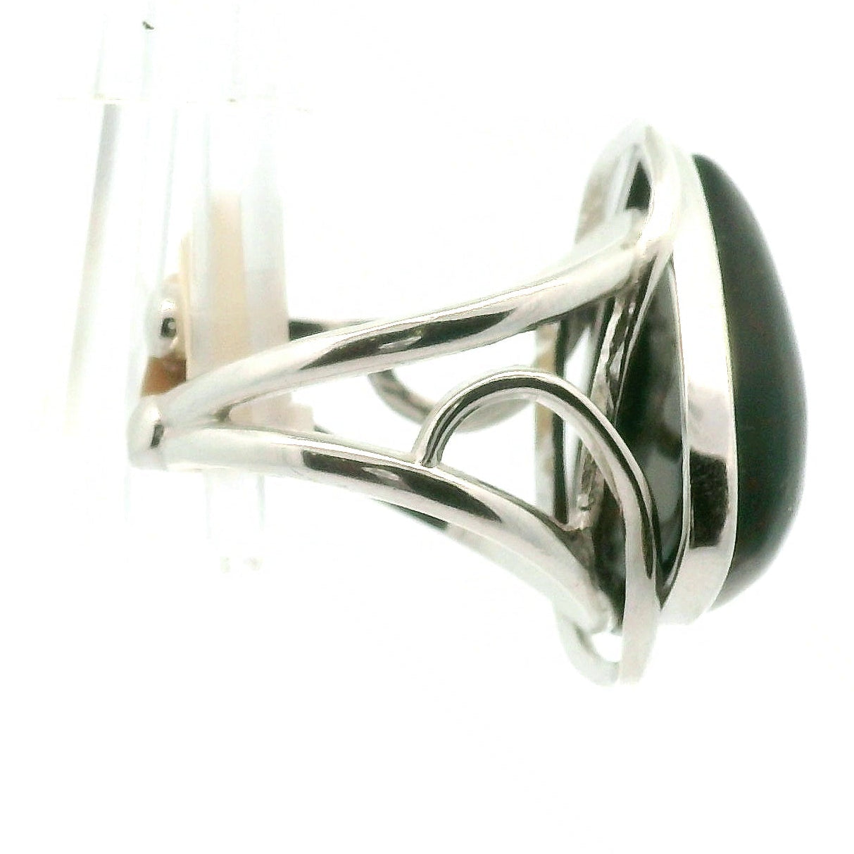 Bloodstone Cuff Ring .925 Silver for Strength, Grounding and Protection