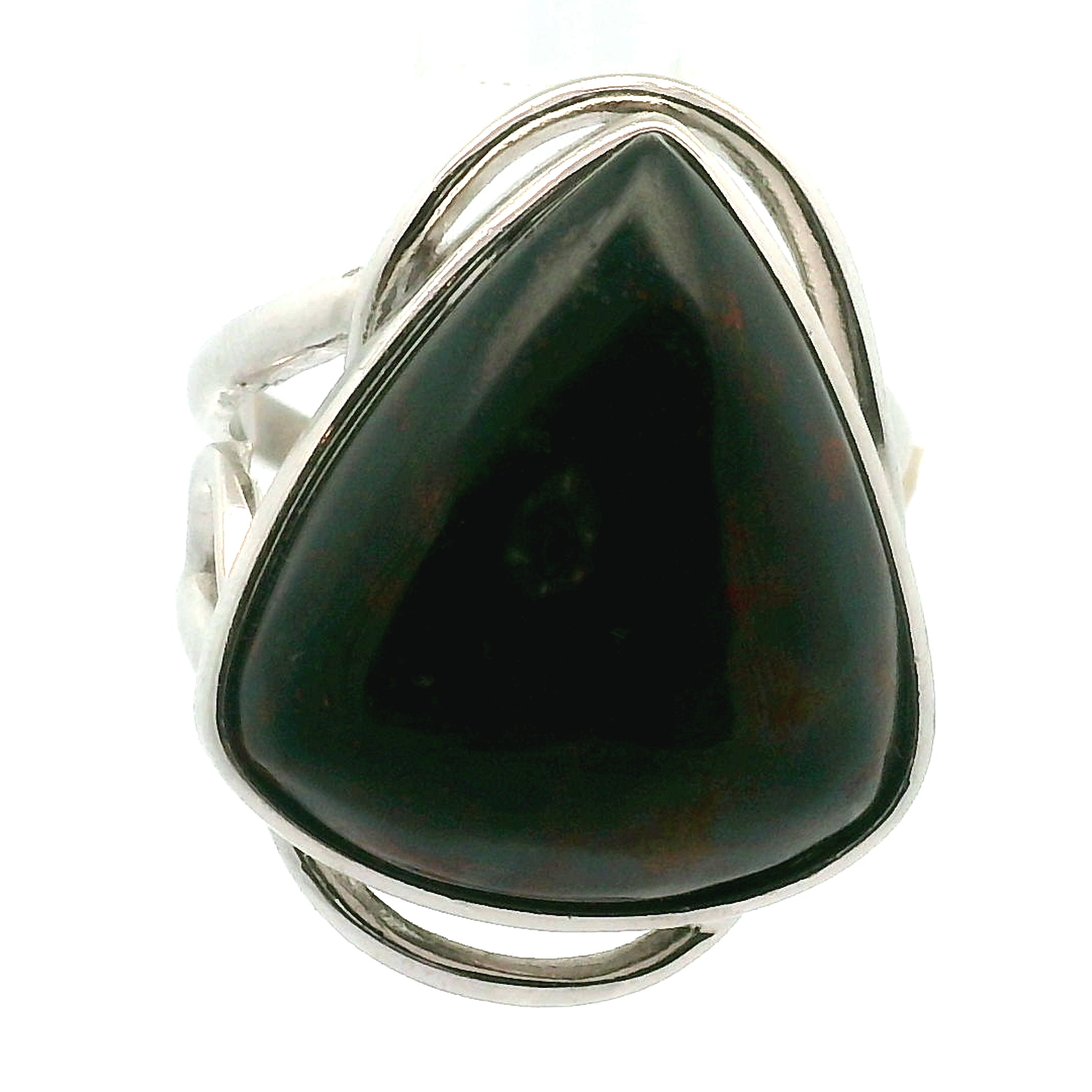 Bloodstone Cuff Ring .925 Silver for Strength, Grounding and Protection