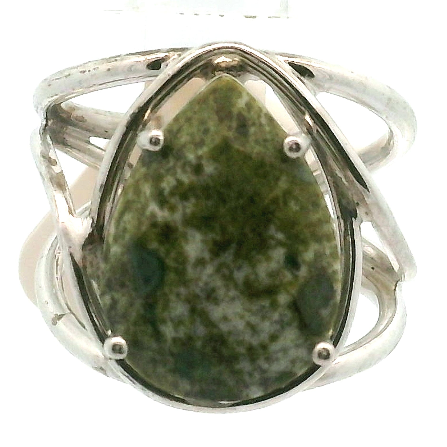 Dragon Bloodstone Cuff Ring .925 Silver for Strength, Grounding and Protection