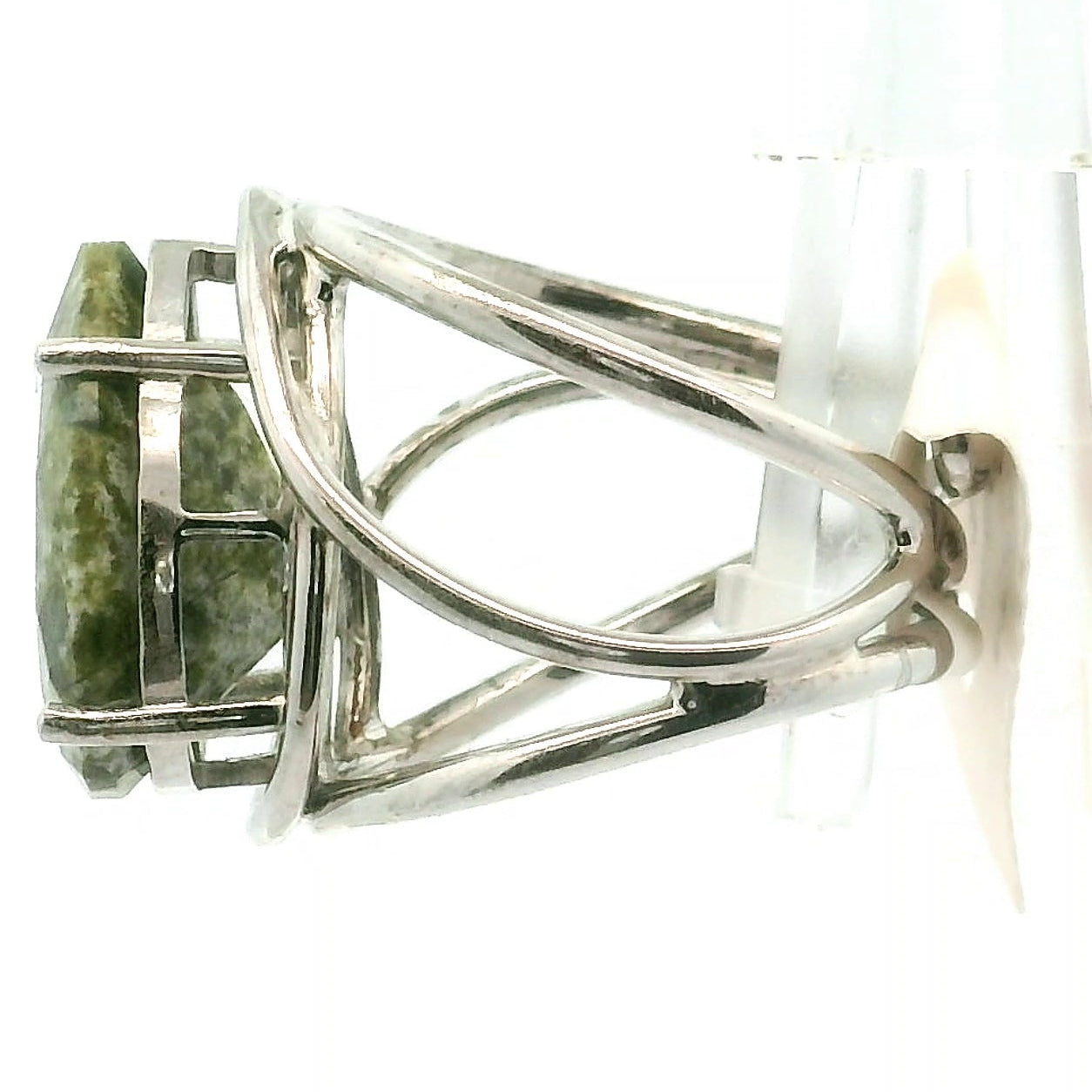Dragon Bloodstone Cuff Ring .925 Silver for Strength, Grounding and Protection