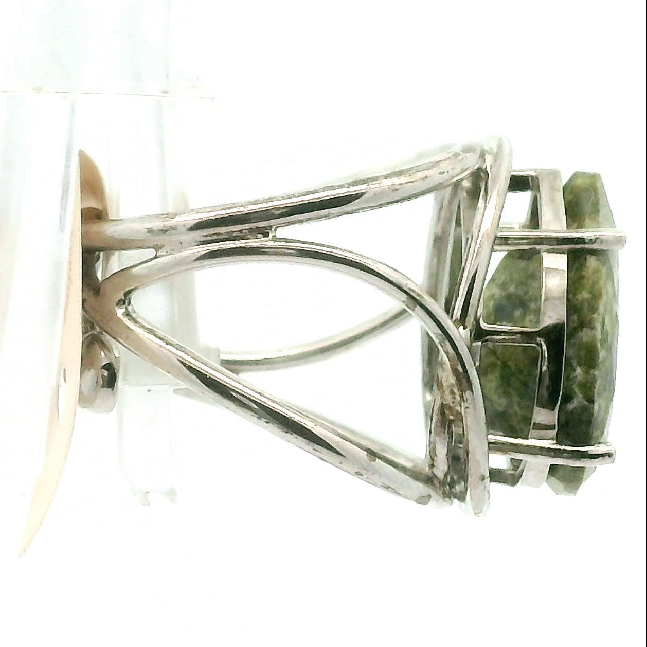 Dragon Bloodstone Cuff Ring .925 Silver for Strength, Grounding and Protection