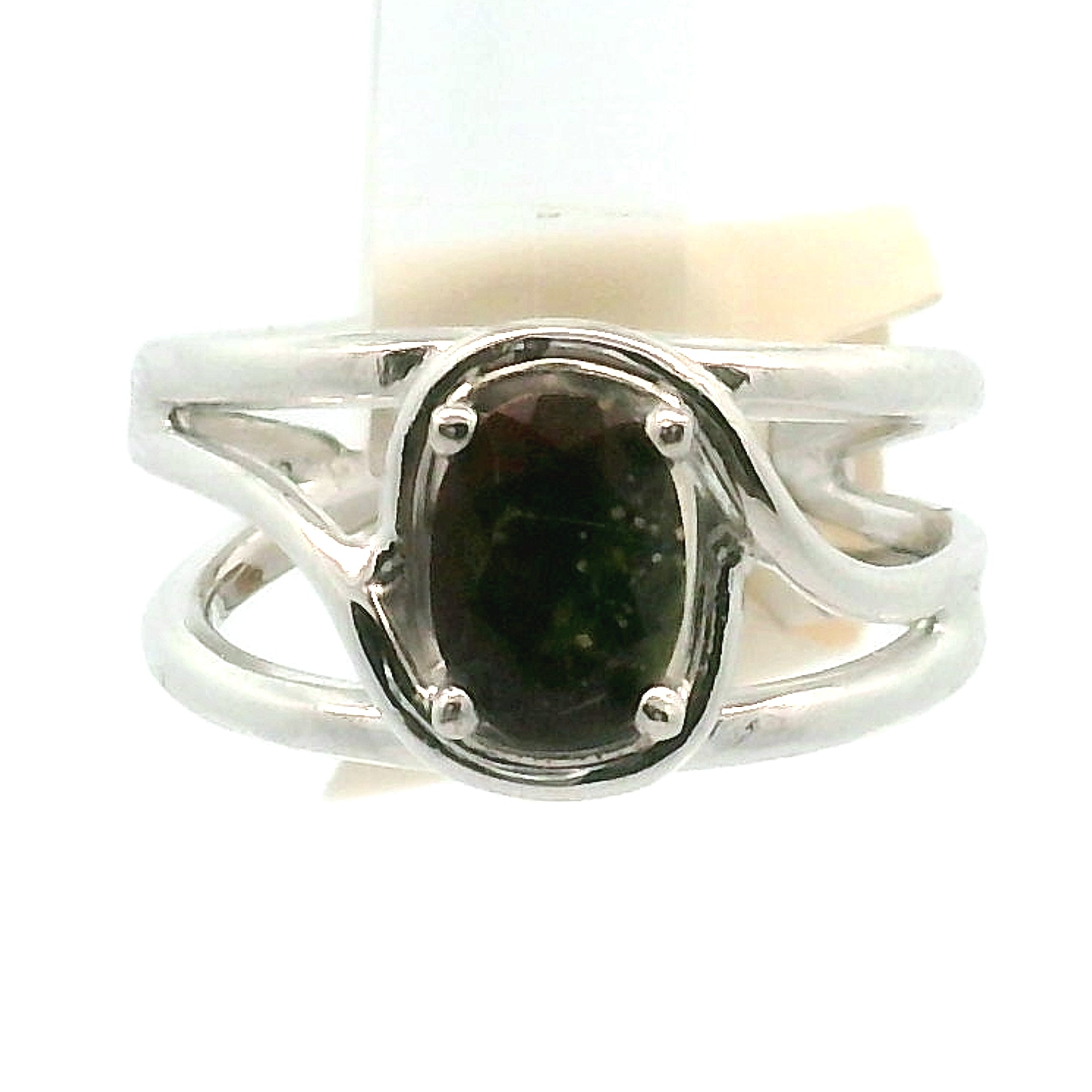 Bloodstone Midi Cuff Ring .925 Silver for Strength, Grounding and Protection