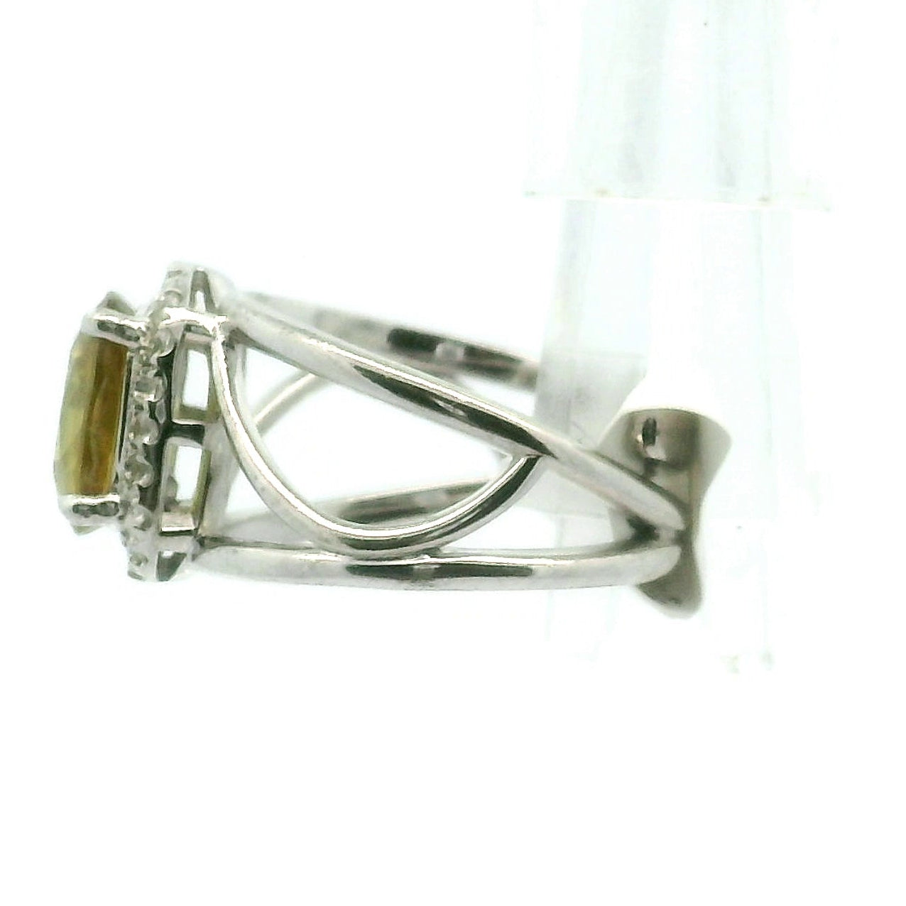 Sphene with Clear Zircon Pavé Cuff Ring .925 Silver for Illumination and Divine Clarity