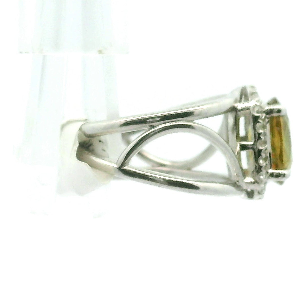 Sphene with Clear Zircon Pavé Cuff Ring .925 Silver for Illumination and Divine Clarity