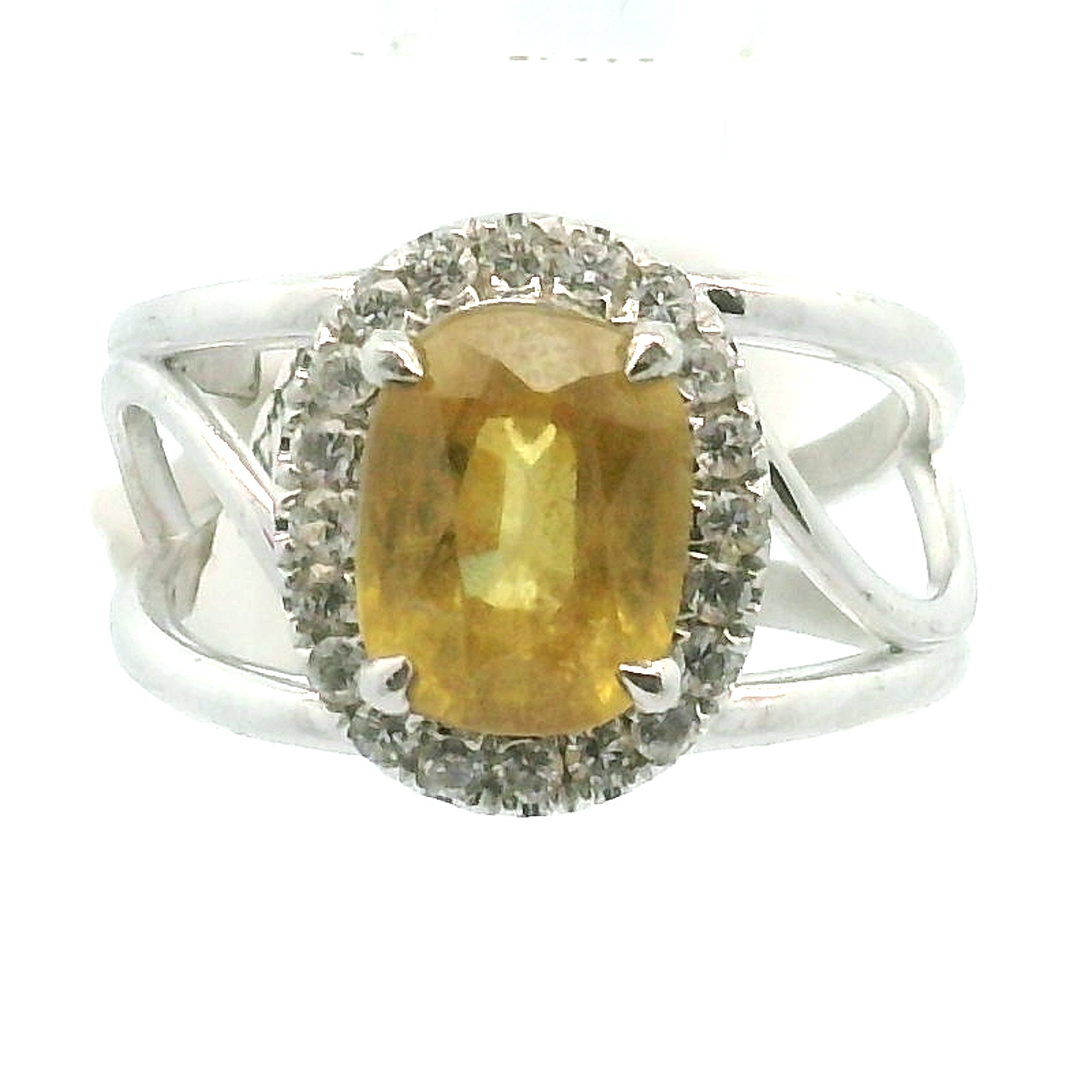 Sphene with Clear Zircon Pavé Cuff Ring .925 Silver for Illumination and Divine Clarity