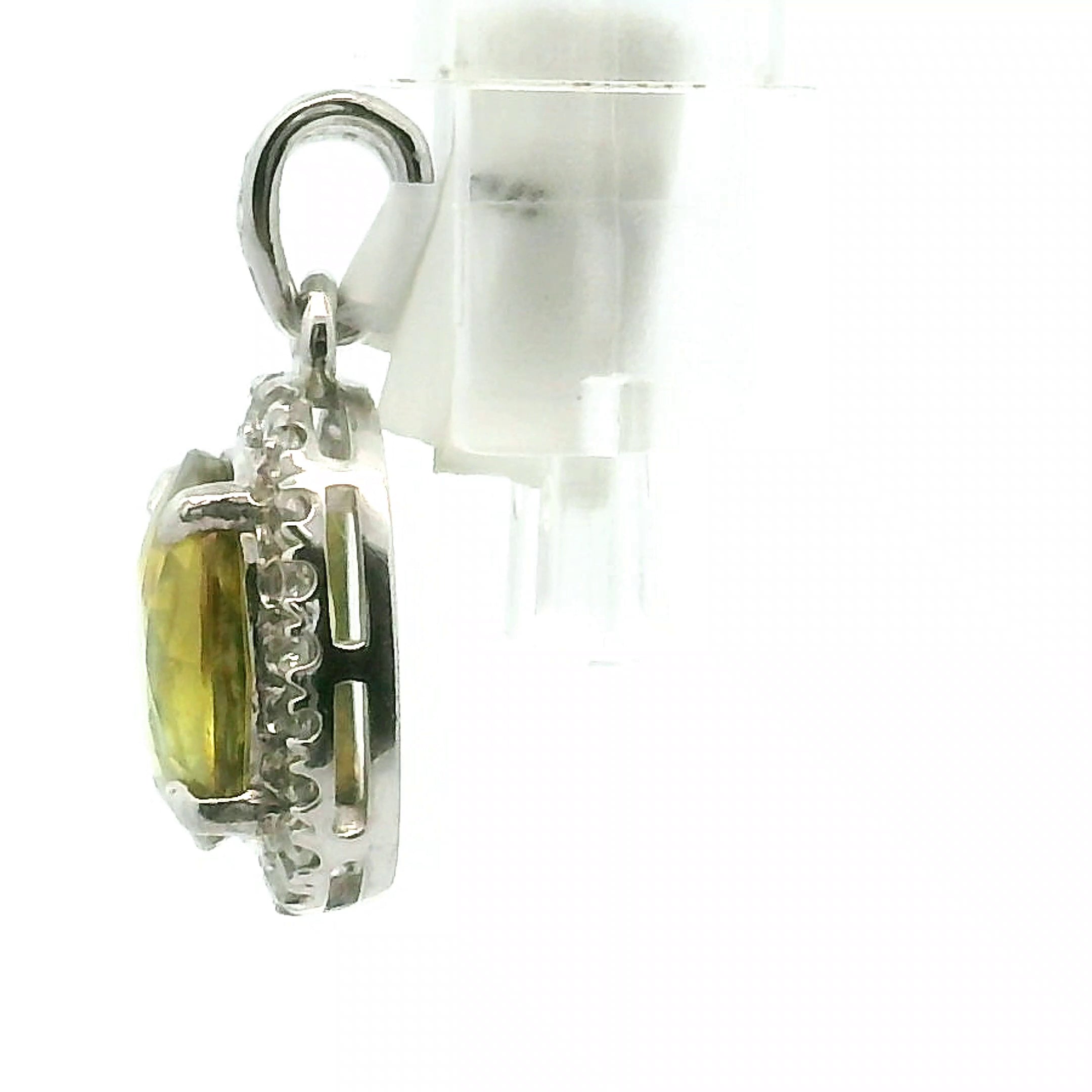 Sphene with Clear Zircon Pavé Pendant .925 Silver for Illumination and Divine Clarity