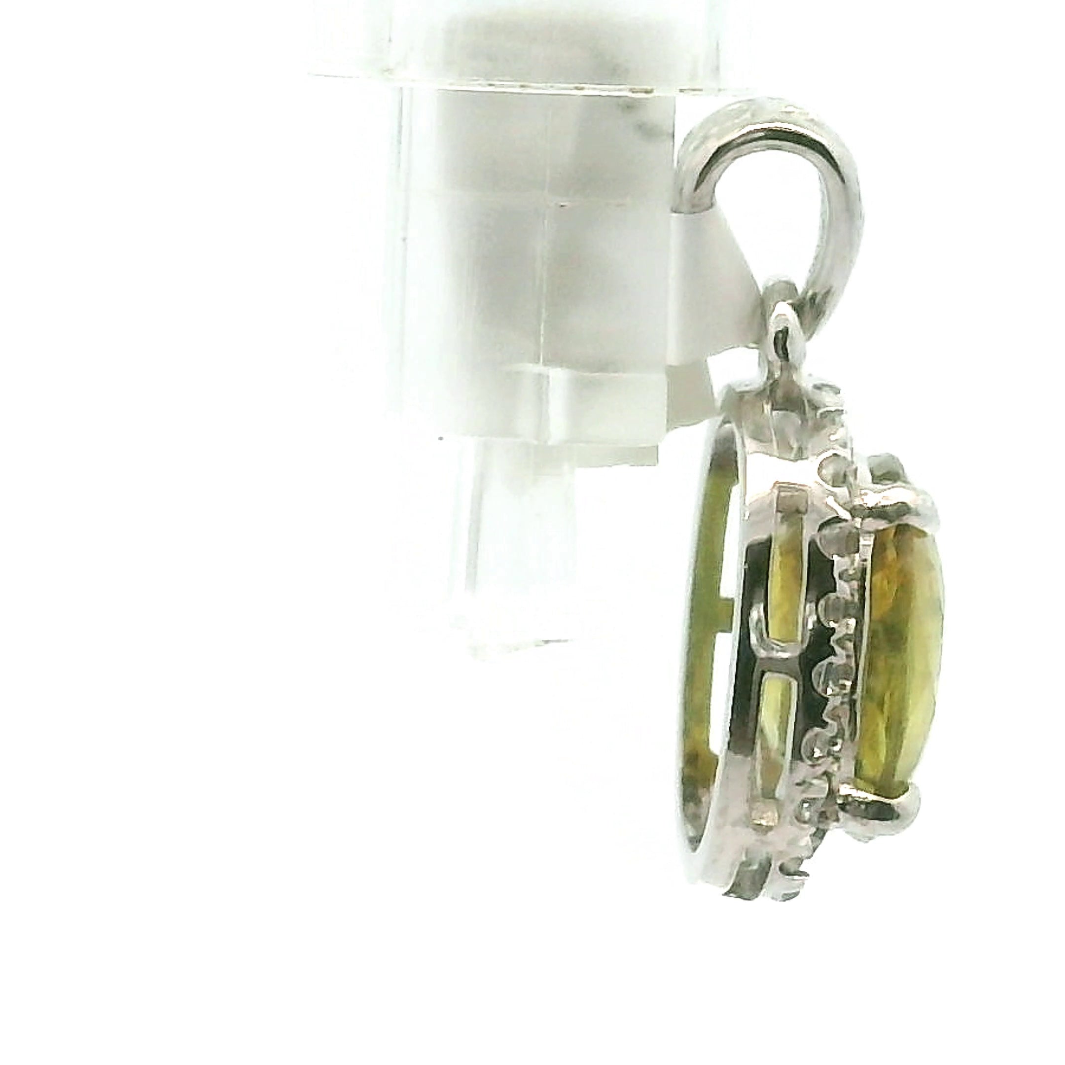 Sphene with Clear Zircon Pavé Pendant .925 Silver for Illumination and Divine Clarity
