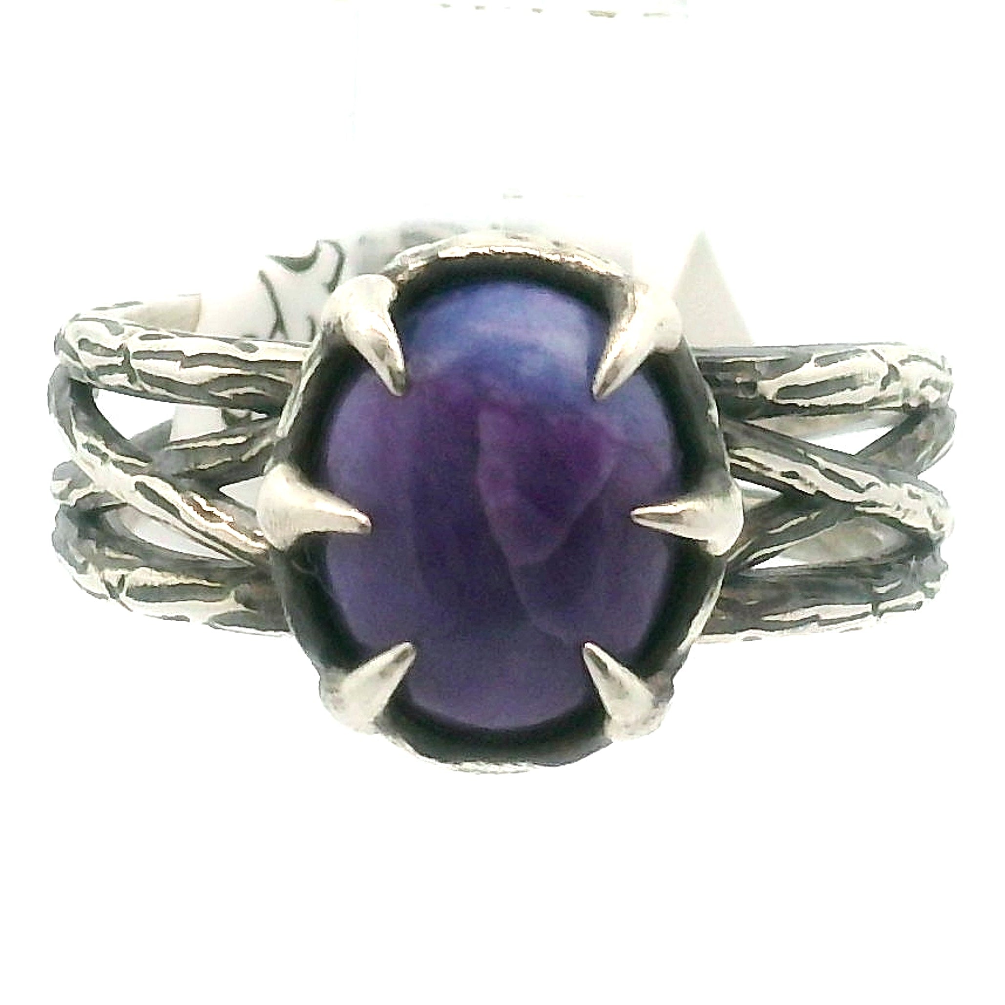 Sugilite Bad Witch Midi Cuff Ring .925 Silver for Enhancing Dreamwork and Discovery of Your Path