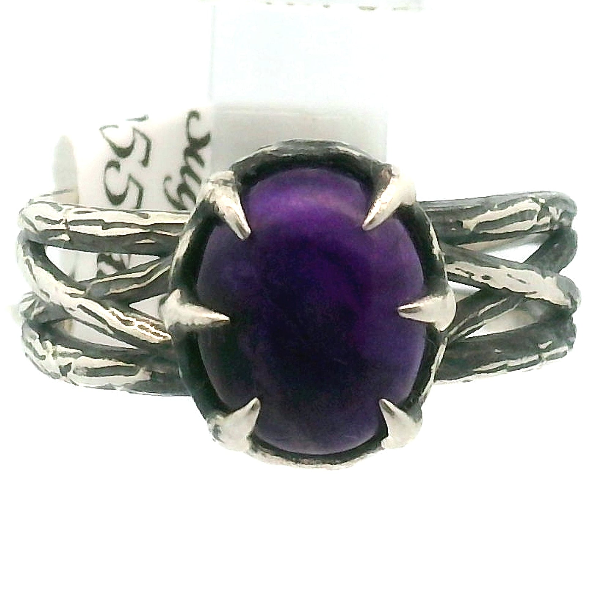 Sugilite Bad Witch Midi Cuff Ring .925 Silver for Enhancing Dreamwork and Discovery of Your Path