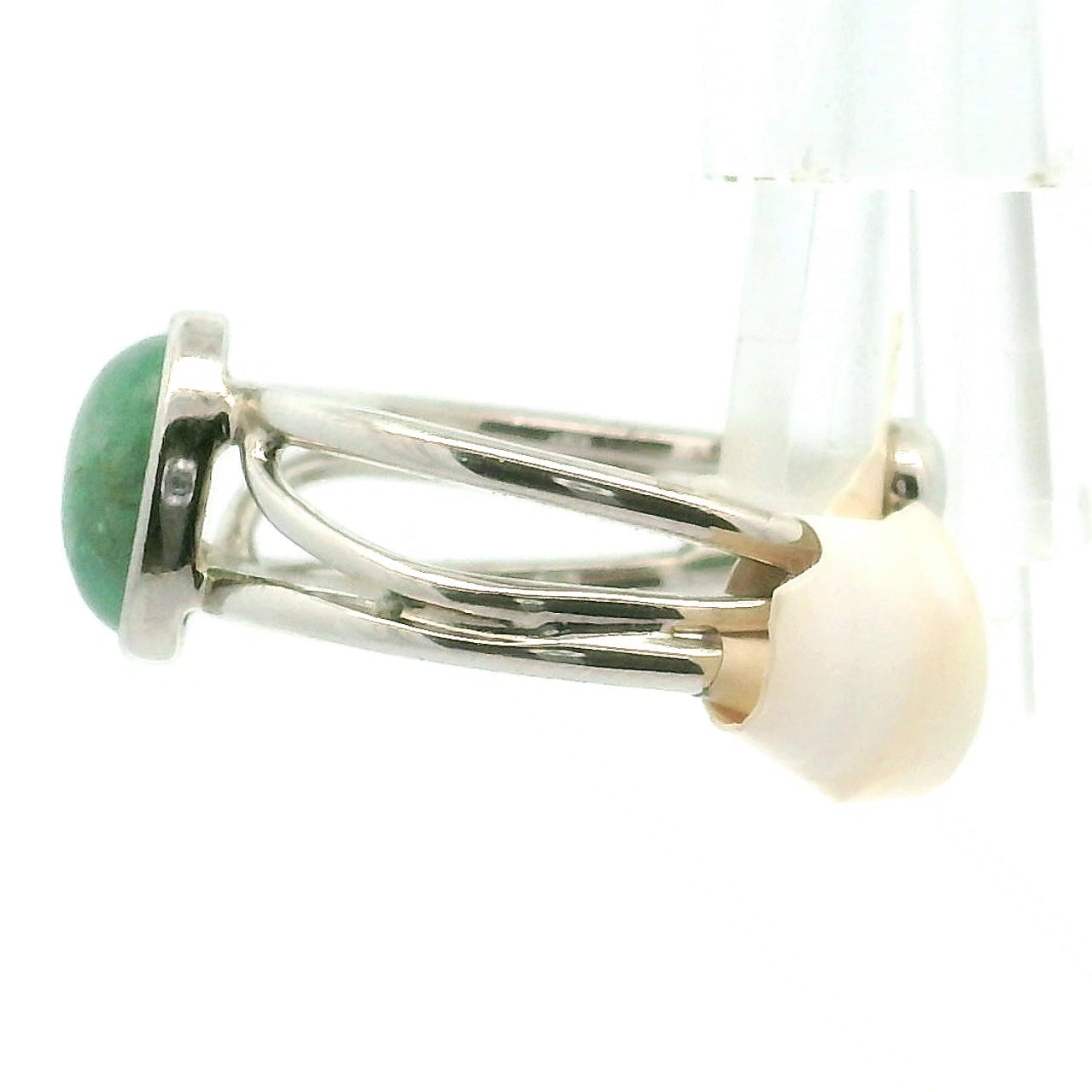 Green Kyanite Cuff Ring .925 Silver for Alignment, Balance and Meditation