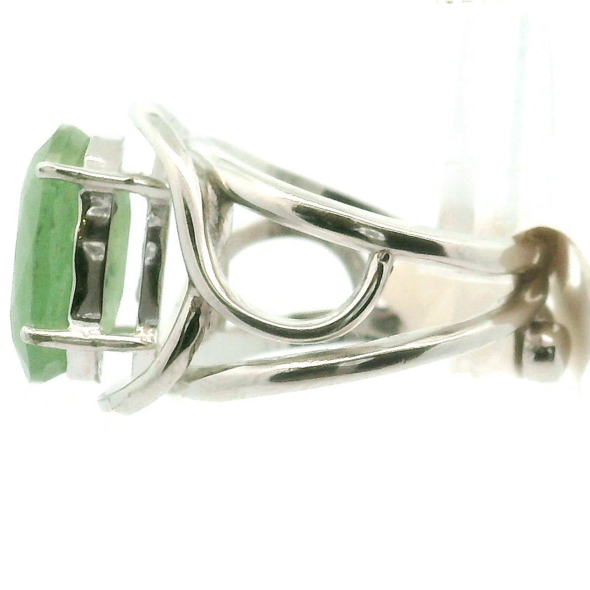 Green Kyanite Faceted Cuff Ring .925 Silver for Alignment, Balance and Meditation