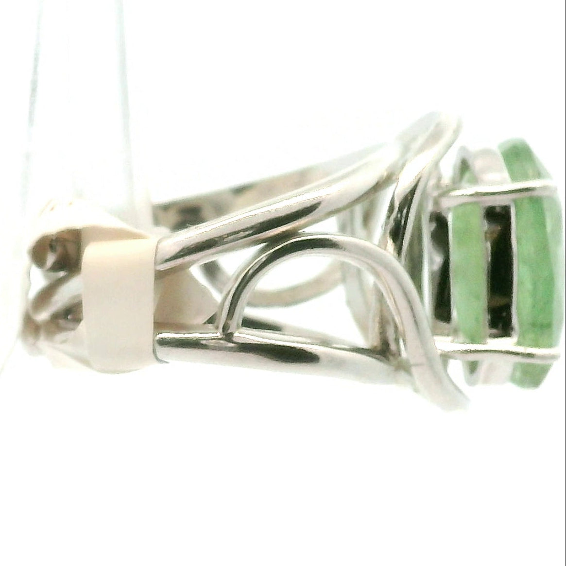 Green Kyanite Faceted Cuff Ring .925 Silver for Alignment, Balance and Meditation