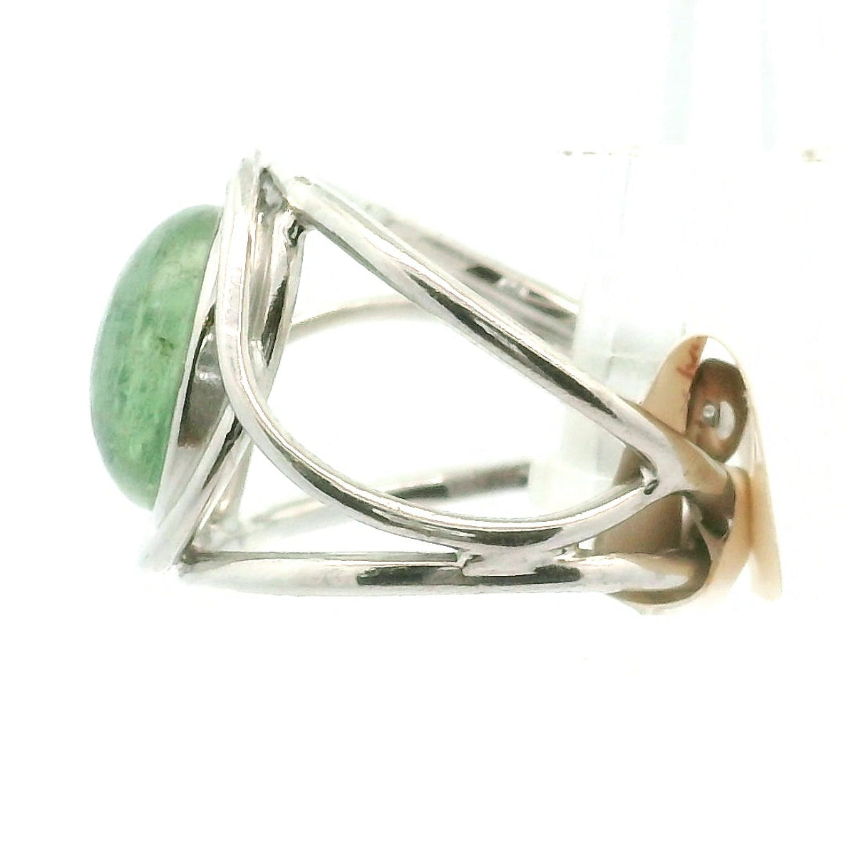 Green Kyanite Midi Cuff Ring .925 Silver for Alignment, Balance and Meditation