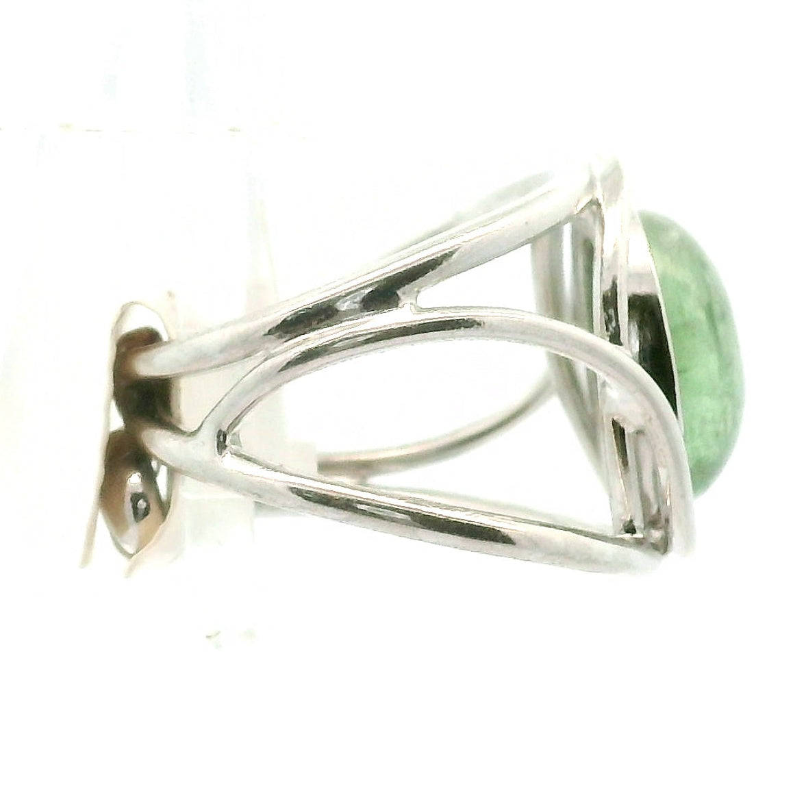Green Kyanite Midi Cuff Ring .925 Silver for Alignment, Balance and Meditation