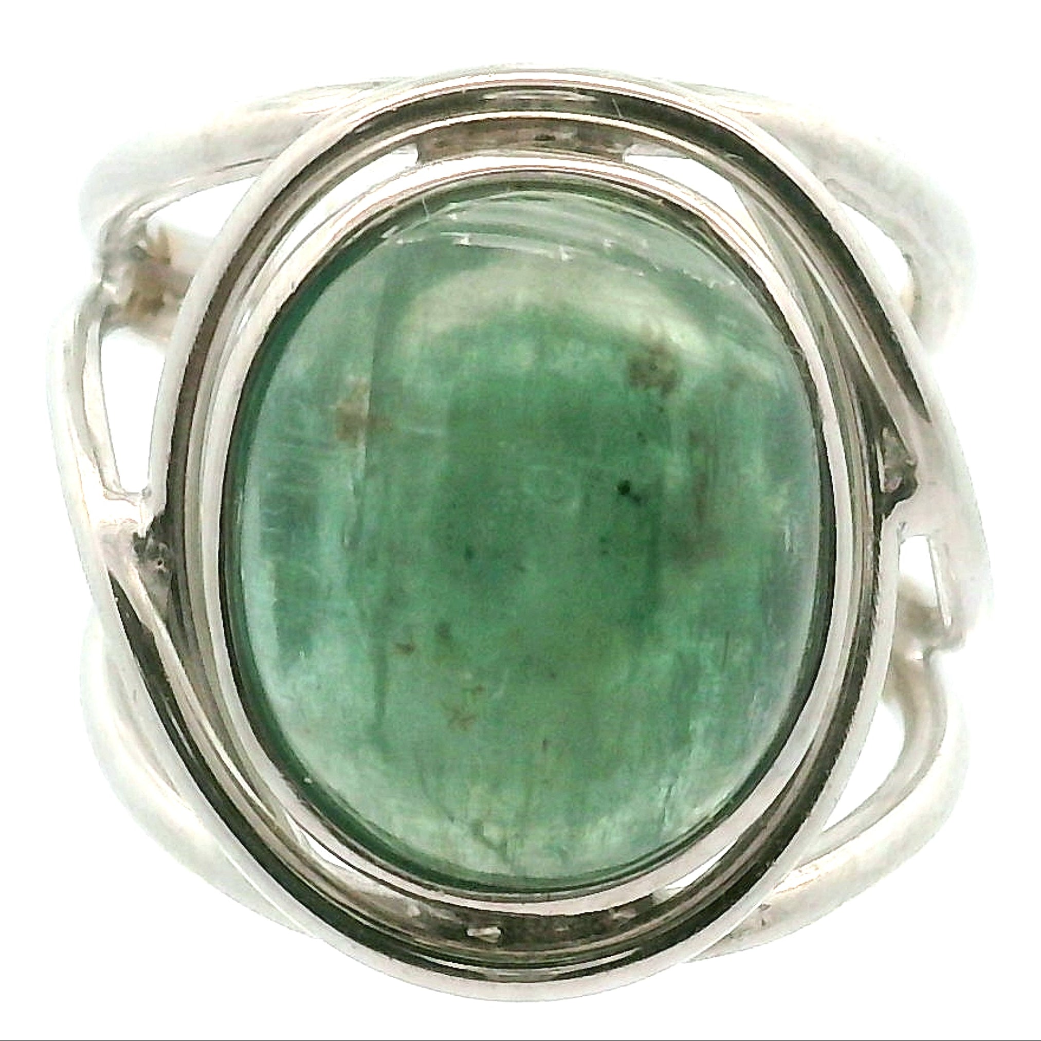 Green Kyanite Cuff Ring .925 Silver for Alignment, Balance and Meditation