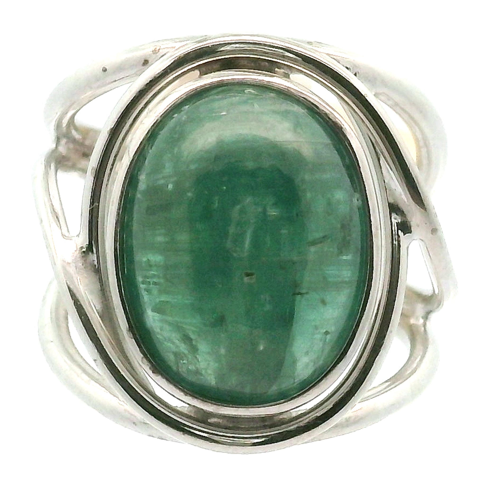 Green Kyanite Cuff Ring .925 Silver for Alignment, Balance and Meditation