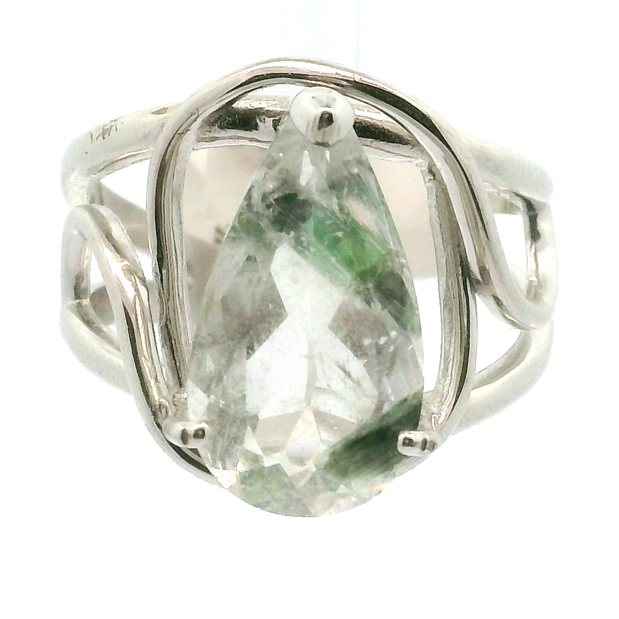 Tourmaline in Quartz Cuff Ring  Adjustable Ring .925 Sterling Silver for Emotional Healing, Kindness and Joy