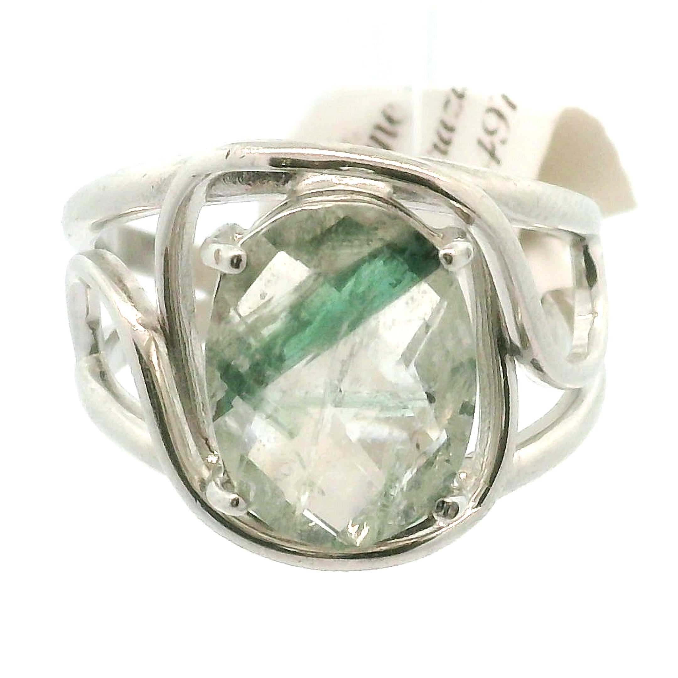 Tourmaline in Quartz Cuff Ring  Adjustable Ring .925 Sterling Silver for Emotional Healing, Kindness and Joy