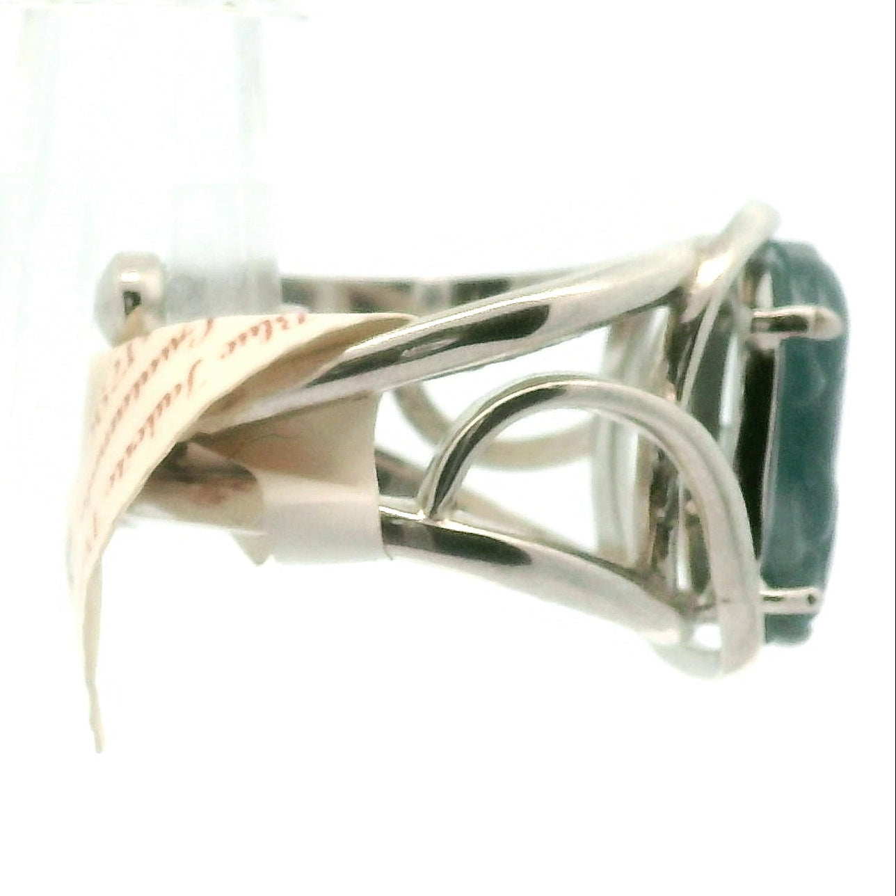 Blue Jadeite Pixiu Finger Cuff Adjustable Ring .925 Silver for Spiritual Awareness, Prosperity and Protection