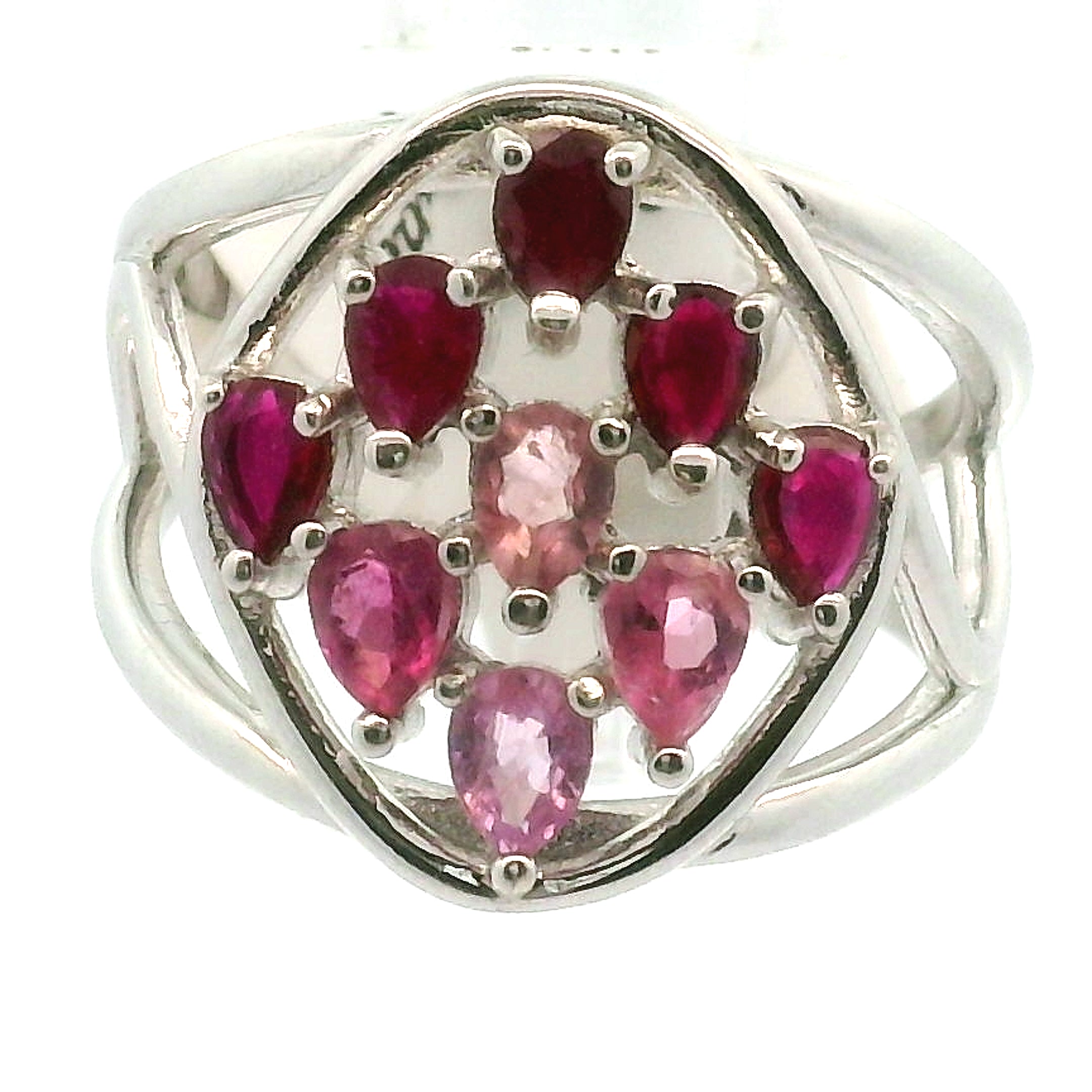 9 Stone Crystal Chandelier Cuff Ring .925 Silver for Healing, Intention Setting and Manifesting your Desires