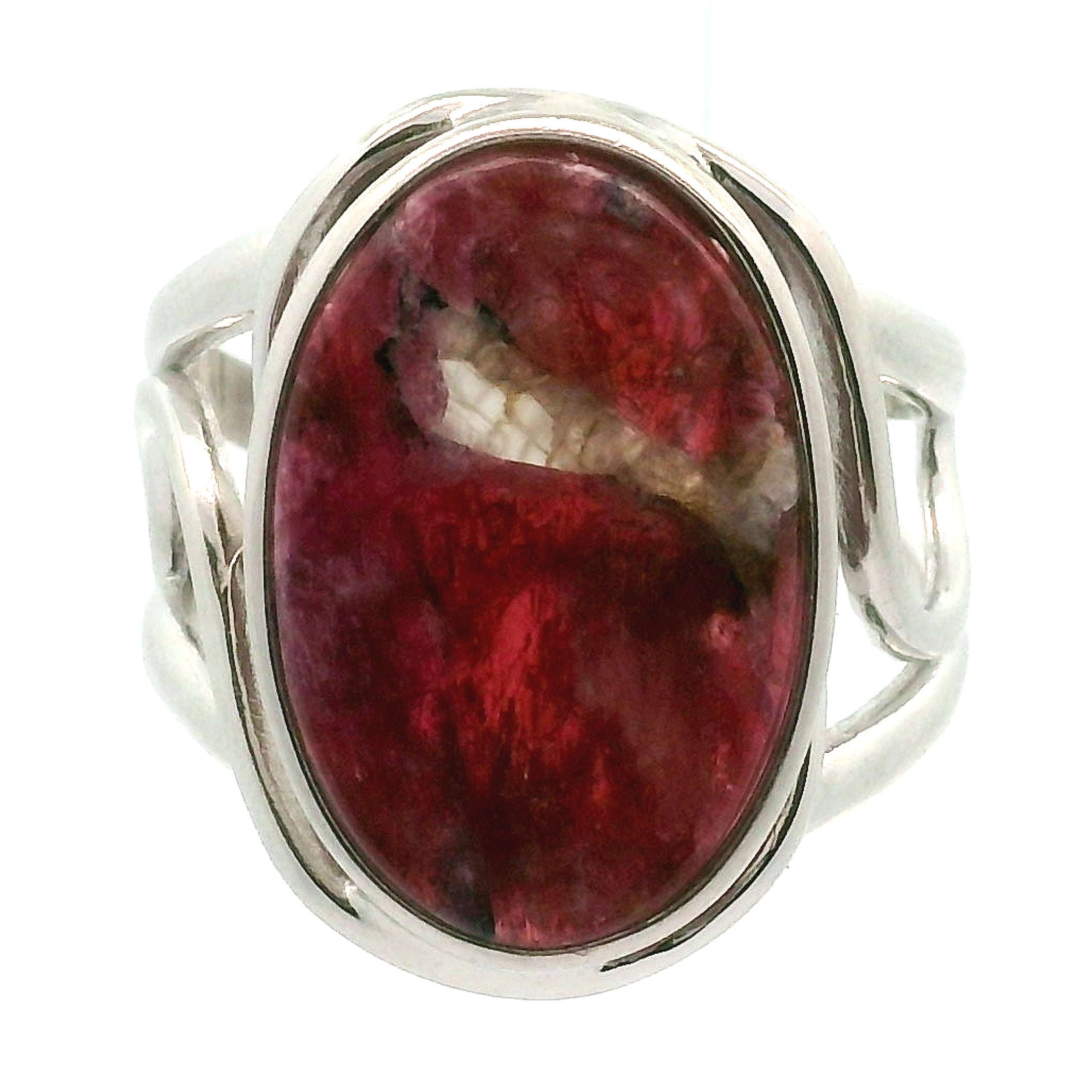 Quebec Eudialyte Cuff Ring .925 Silver for Manifesting the Desires of Your Heart