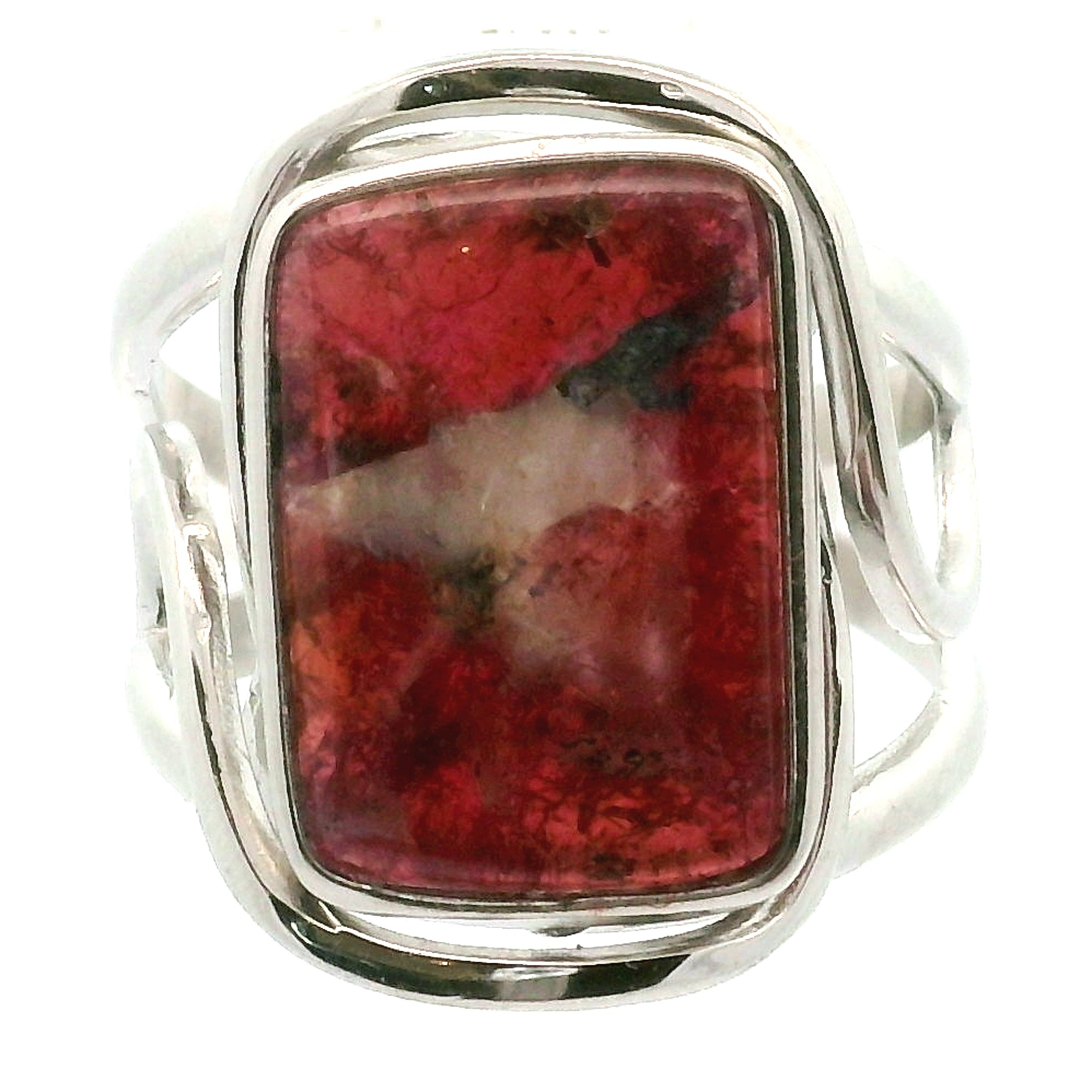 Quebec Eudialyte Cuff Ring .925 Silver for Manifesting the Desires of Your Heart