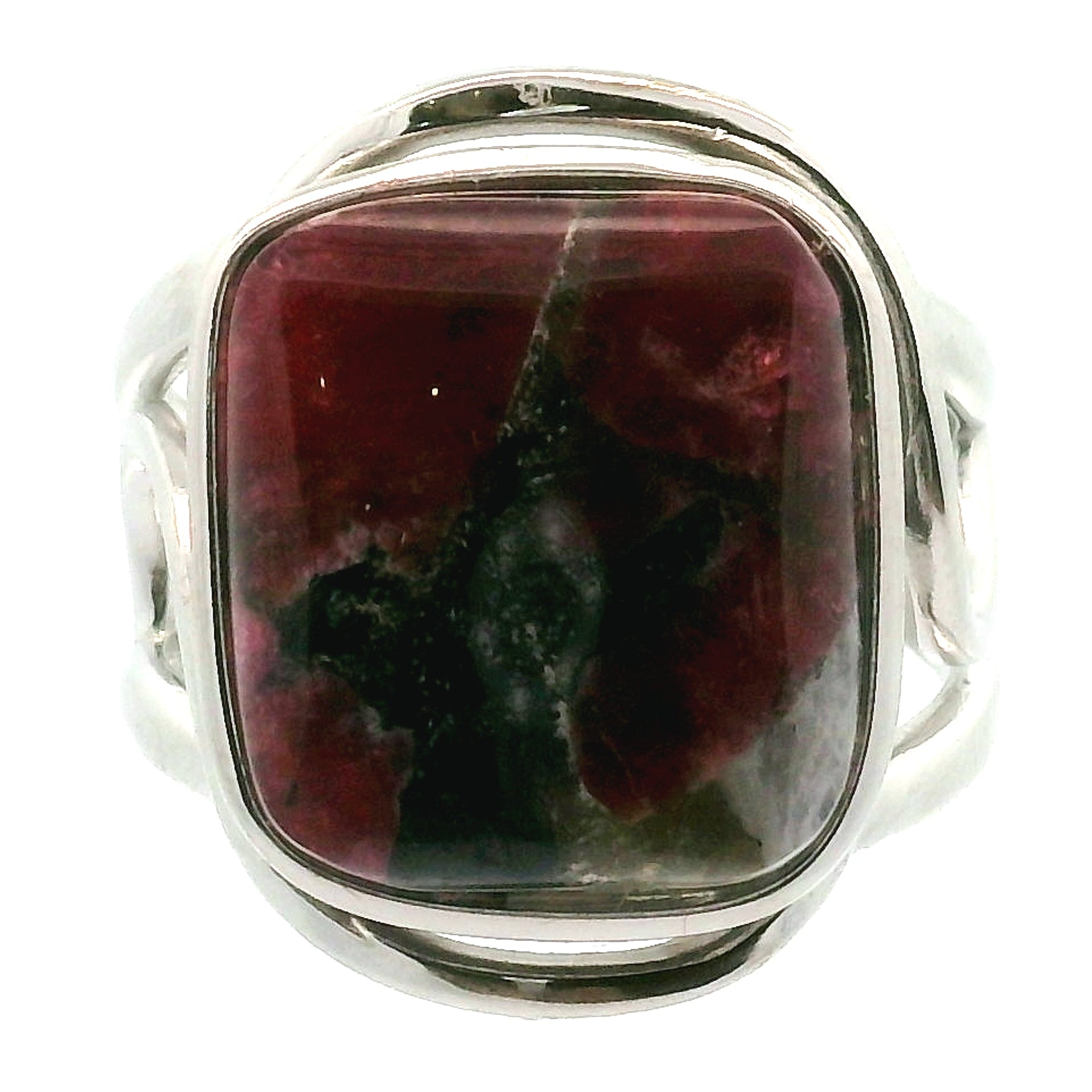 Quebec Eudialyte Cuff Ring .925 Silver for Manifesting the Desires of Your Heart